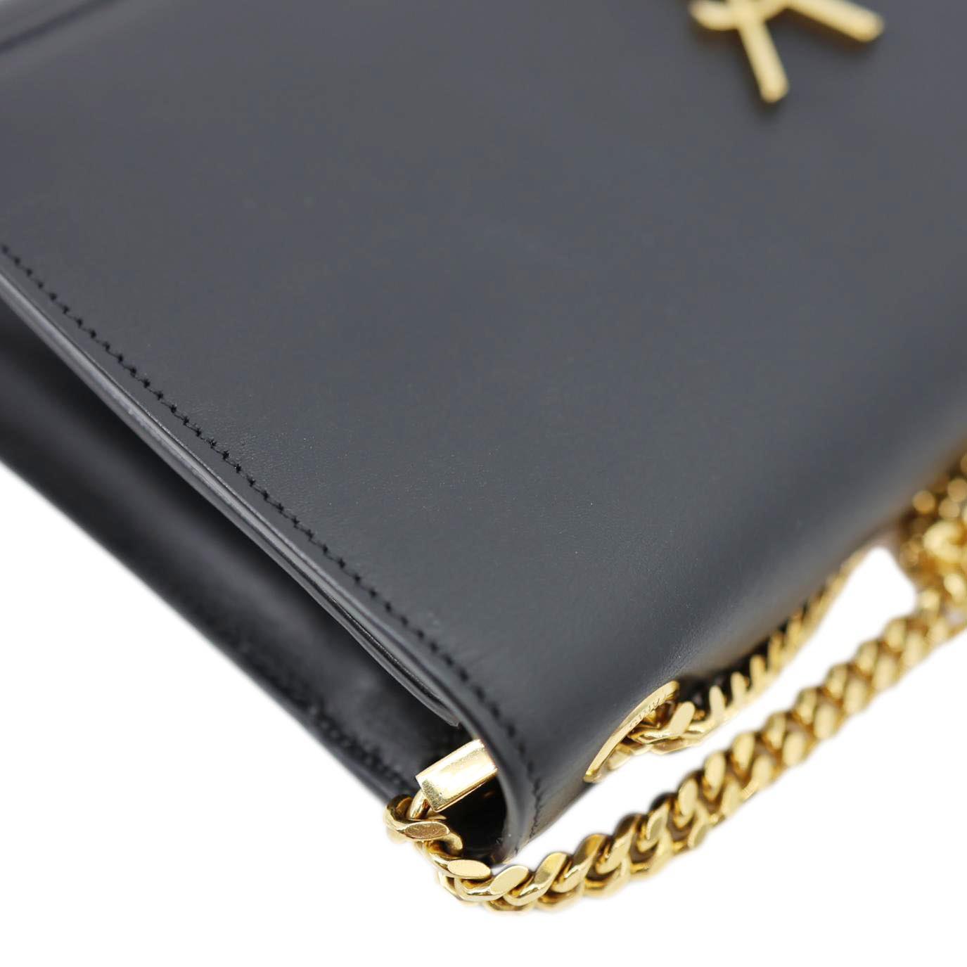 YSL Saint Laurent Yves Kate Tassel Smooth Calfskin Crossbody Bag Leather Black Chain