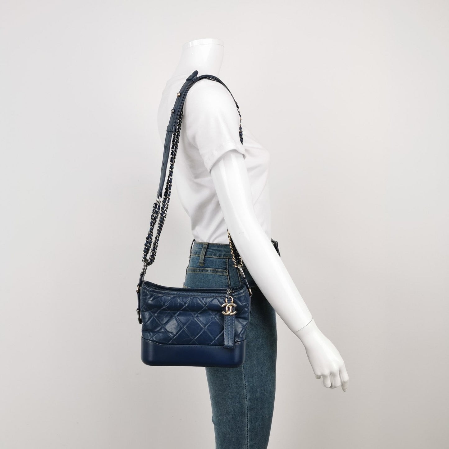 Chanel Gabrielle Hobo Navy Small Leather Crossbody Bag