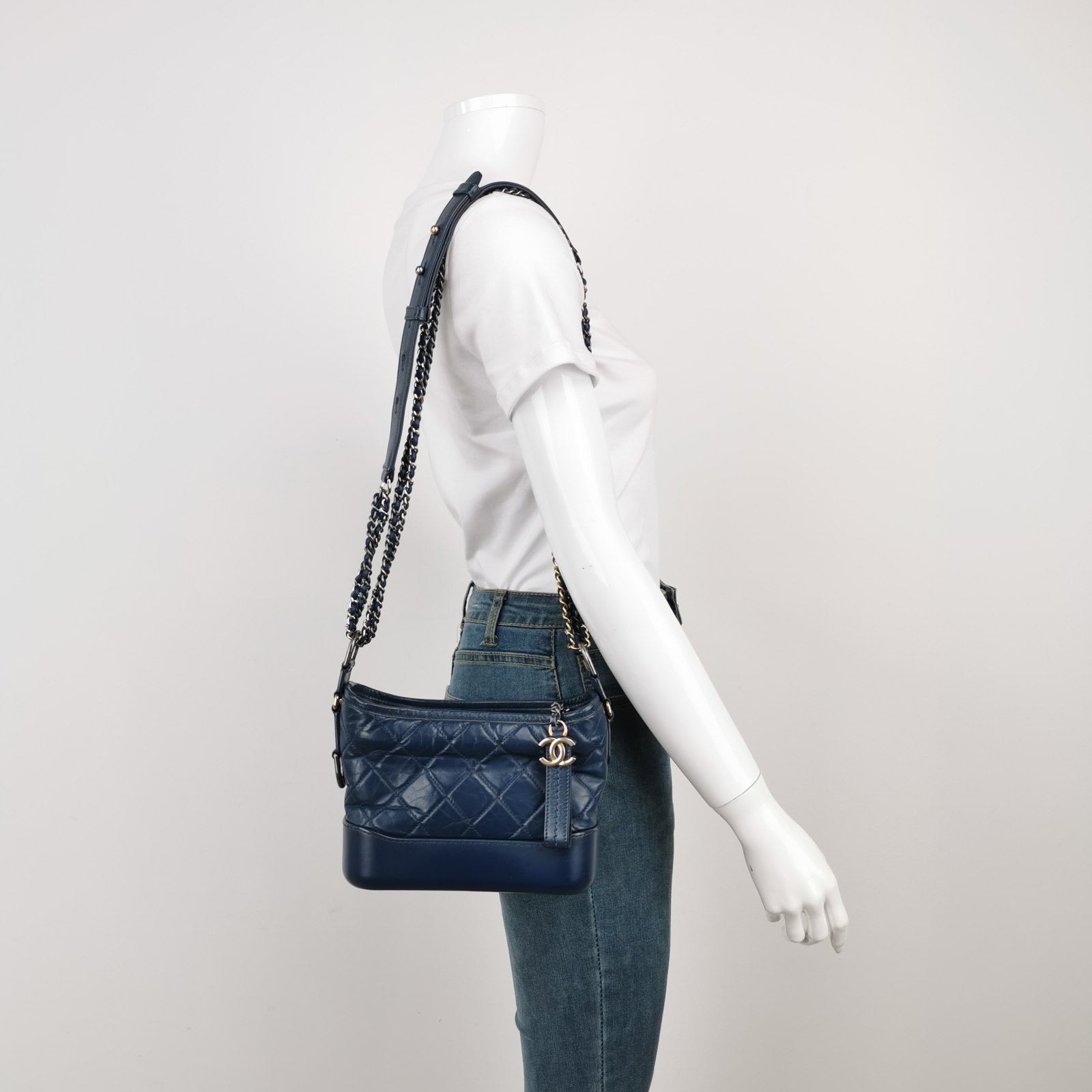 Chanel Gabrielle Hobo Navy Small Leather Crossbody Bag