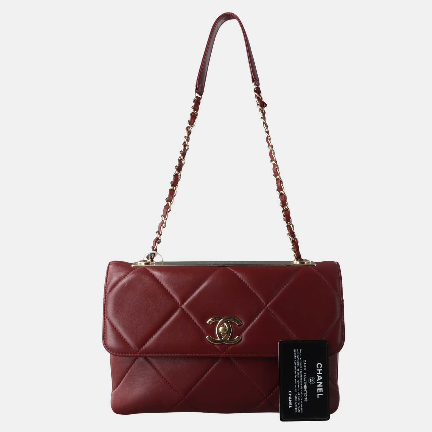 Chanel Trendy CC Flap Lambskin Burgundy Leather Crossbody Bag