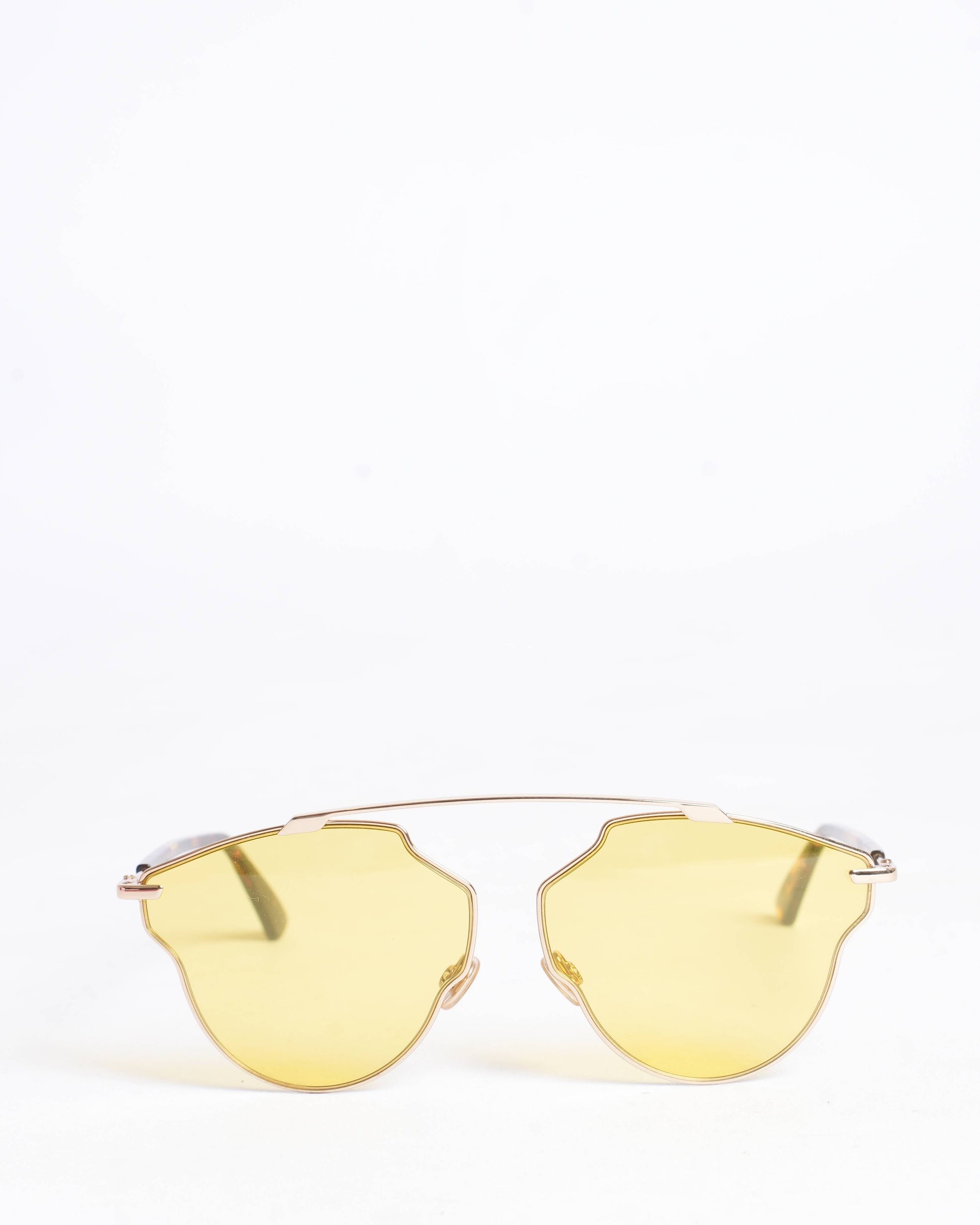 Dior Handbag Christian Women's Round Sunglasses WIth Frame Yellow