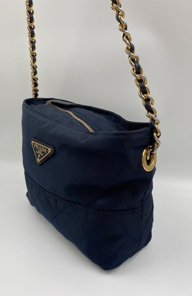 Prada Shoulder Bag With Handle Nylon Chain