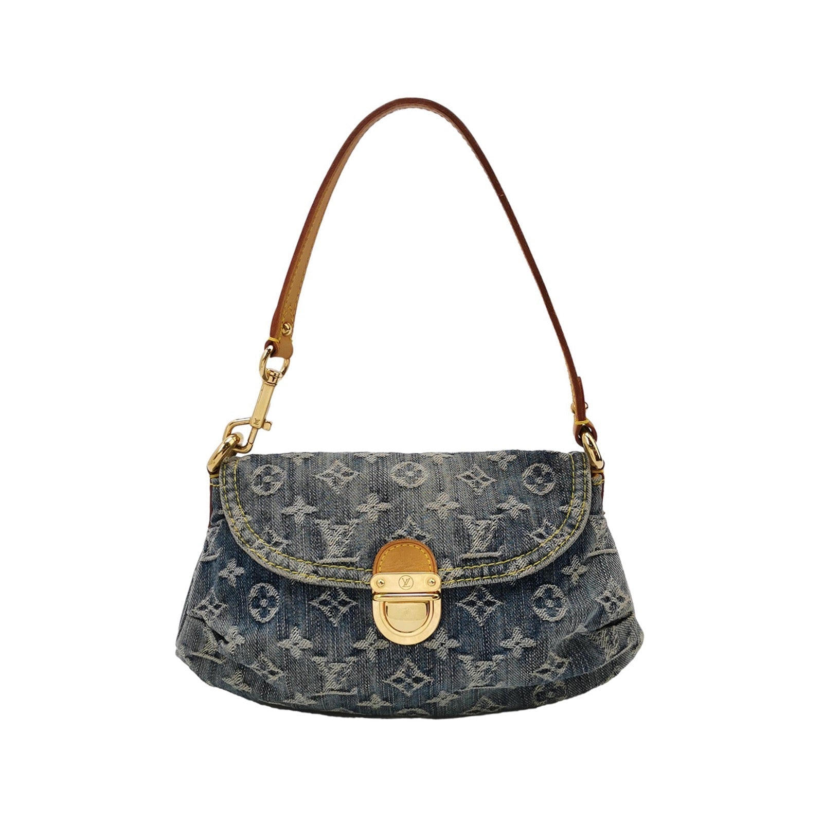 Louis Vuitton Pleaty Denim Baggy Monogram Blue Handbag