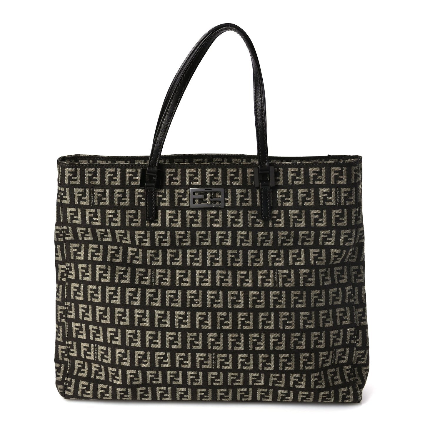 Fendi Tote Bag Zucchino Shoulder Tote Testa di Moro Canvas Vitello Beige Shoulder Bag