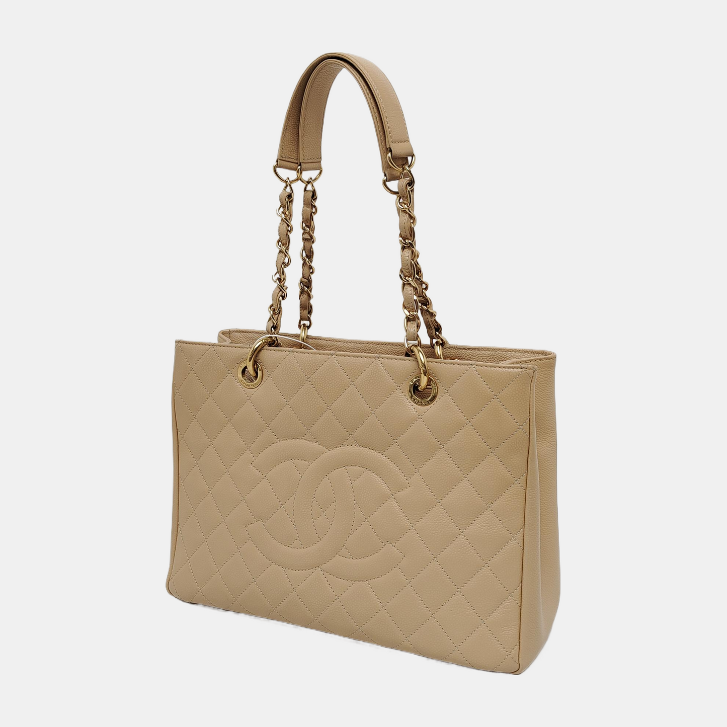 Chanel GST Grand Shopping Caviar Hardware Gold Beige GM Leather Tote Bag