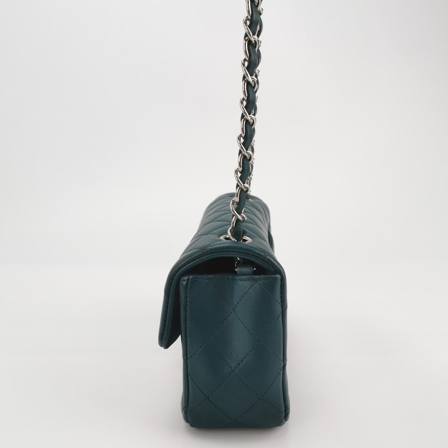Chanel Classic Flap Rectangular Teal Lambskin Green Mini Bag