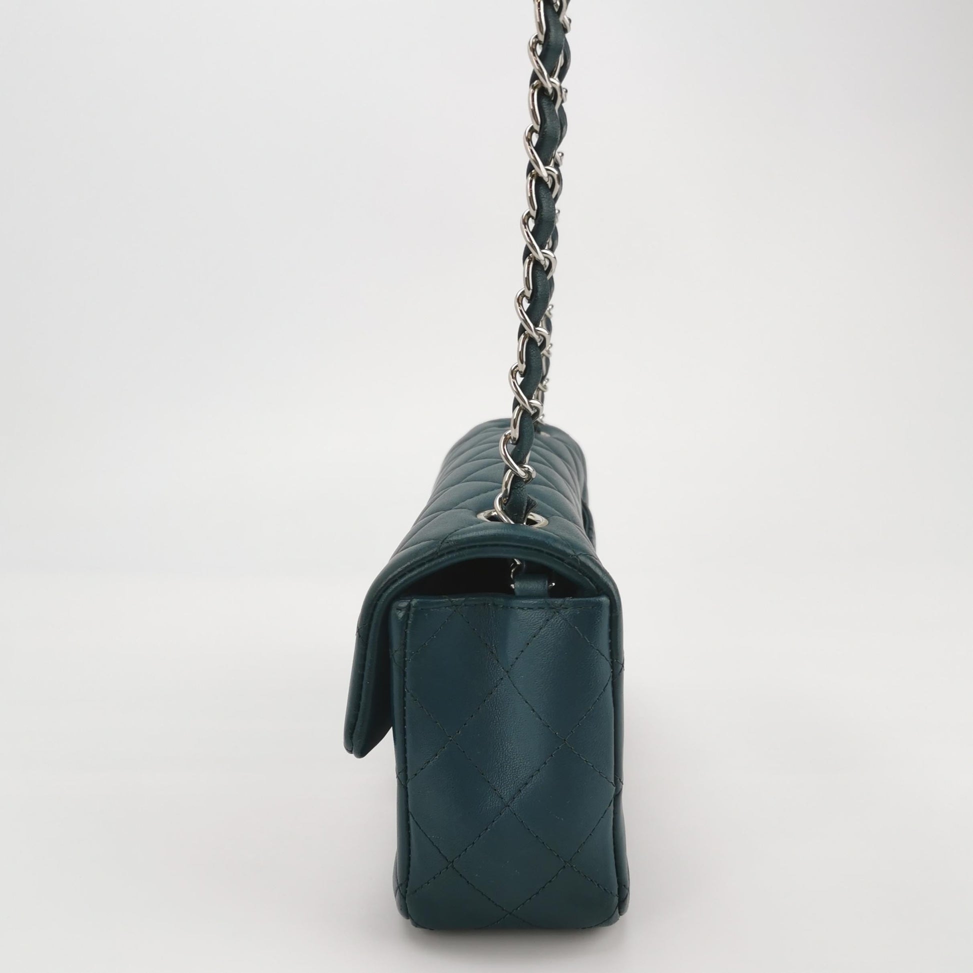 Chanel Classic Flap Rectangular Teal Lambskin Green Mini Bag