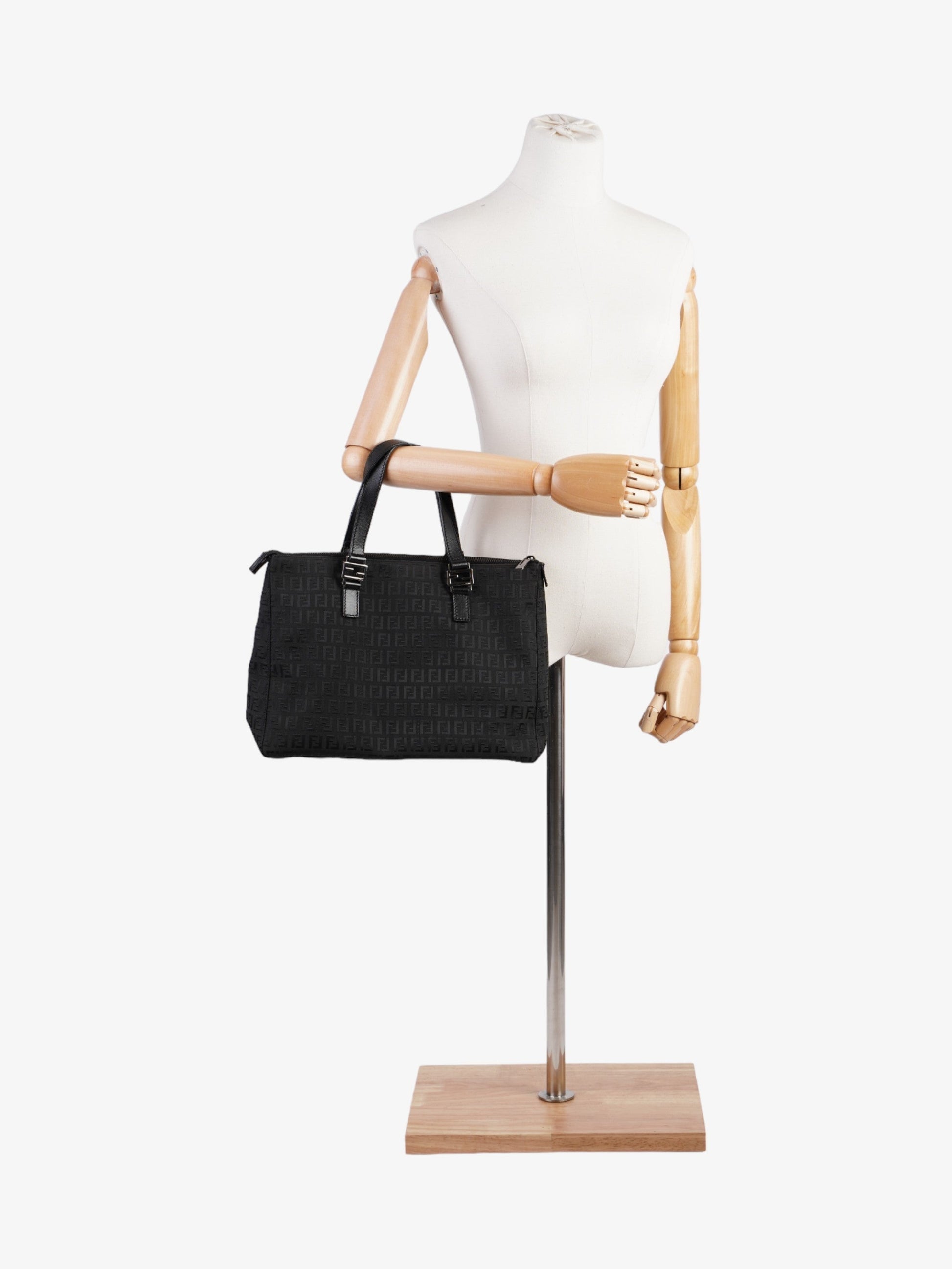 Fendi Zucca Tote Canvas Black Shoulder Bag