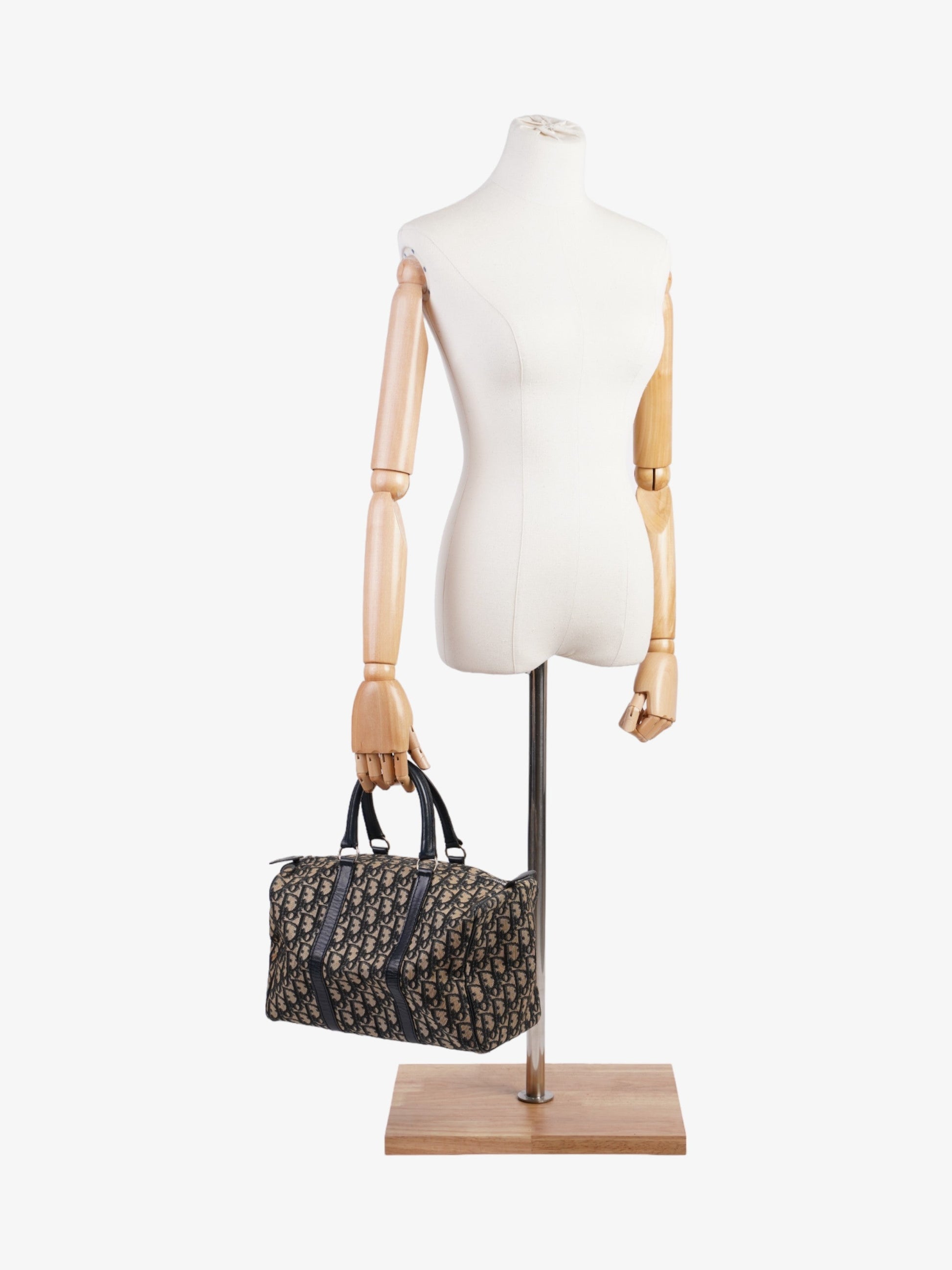 Dior Christian Boston Bag Canvas Blue Navy Travel Bag