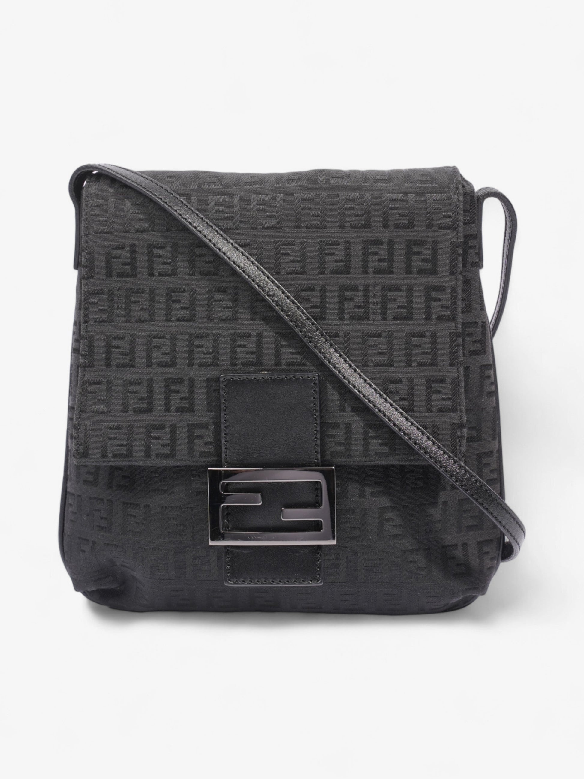 Fendi Zucchino Crossbody Bag Canvas Black