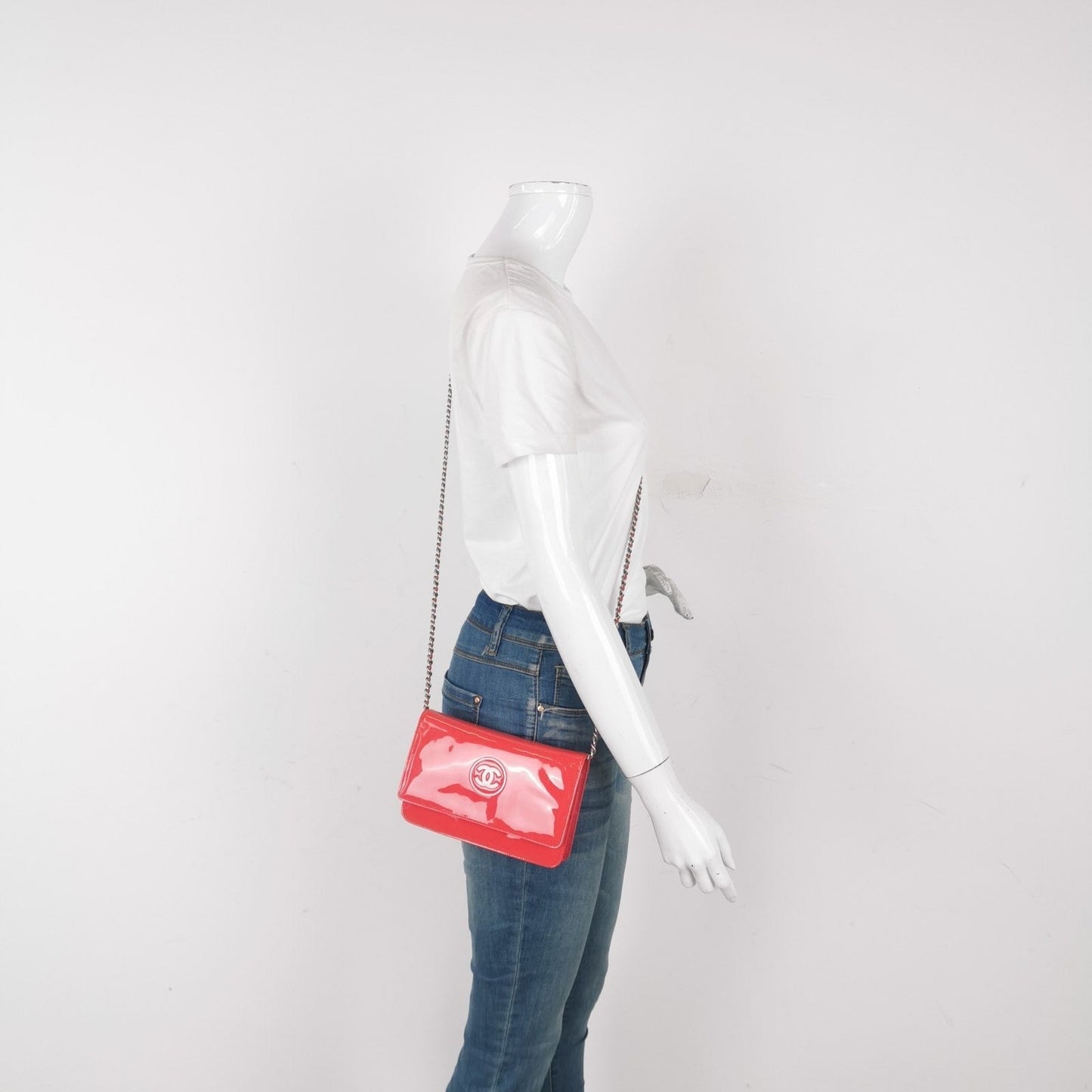 Chanel on Classic Flap Coral Patent Pink Leather Wallet Case