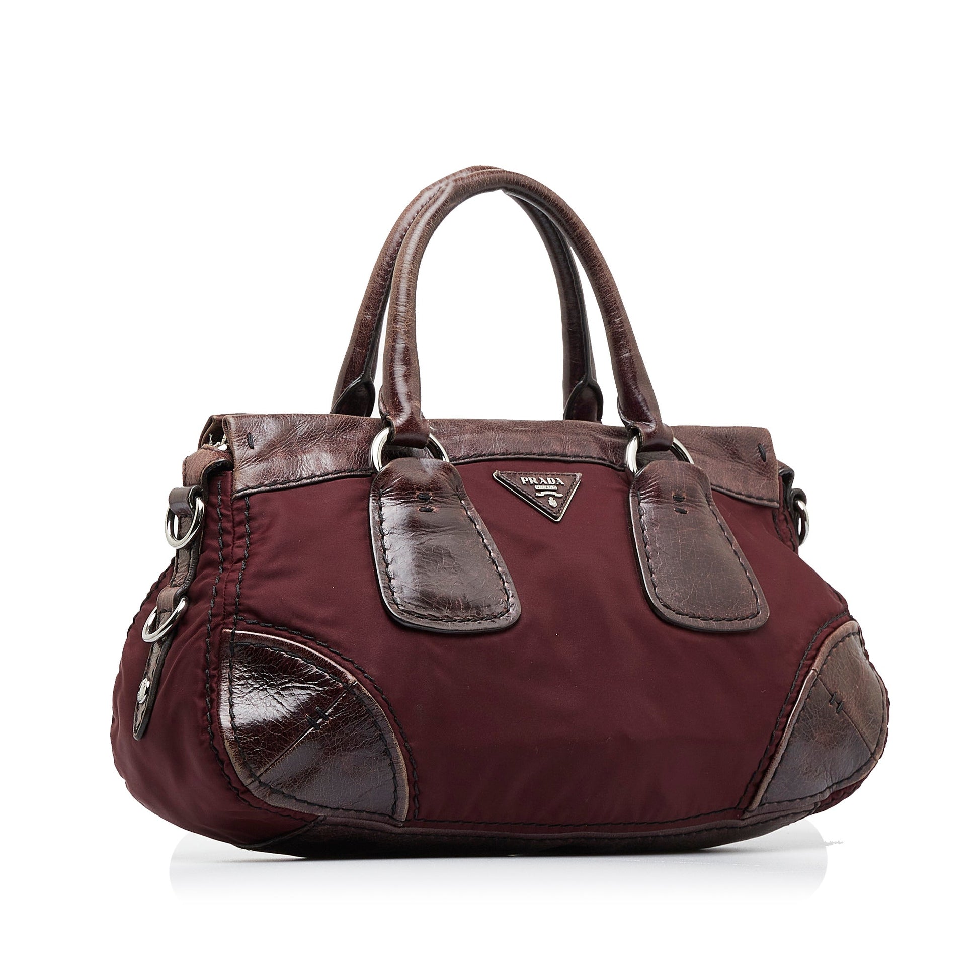 Prada Trimmed Tessuto Satchel Vitello Satchel Bag Tessuto Satchel 1