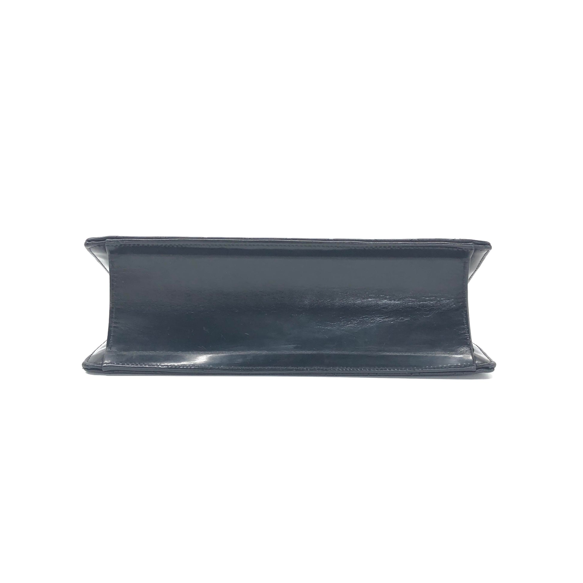 Chanel Classic Flap East West Calfskin Black Leather Handbag