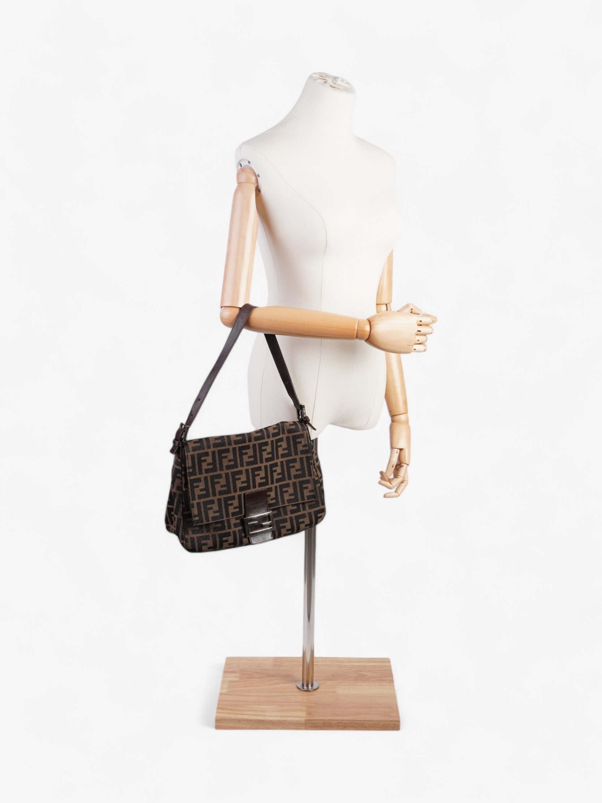 Fendi Mamma Baguette Tobacco Shoulder Bag Canvas Brown