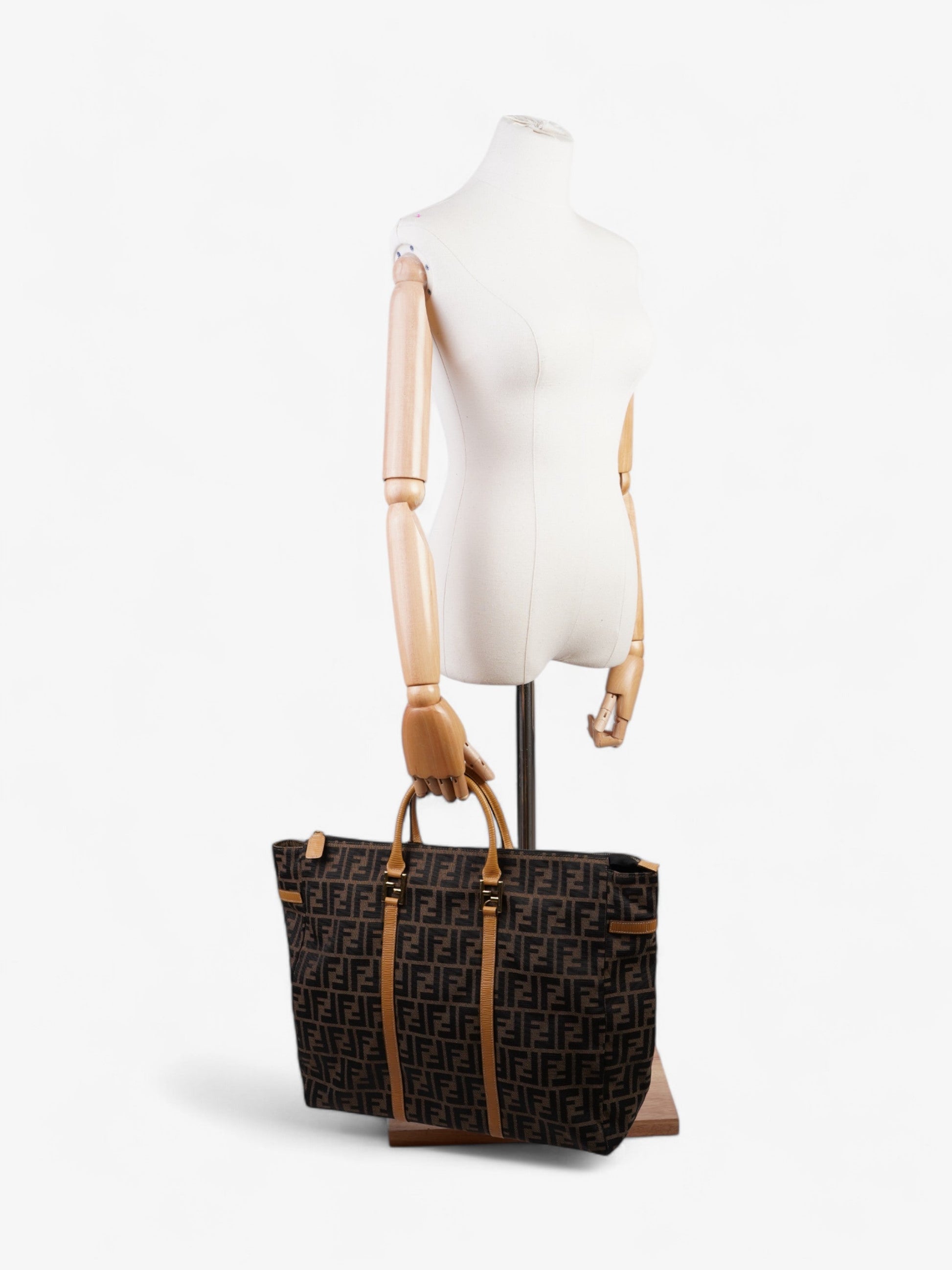 Fendi Zucca Weekender Tote Canvas Brown Tote Bag