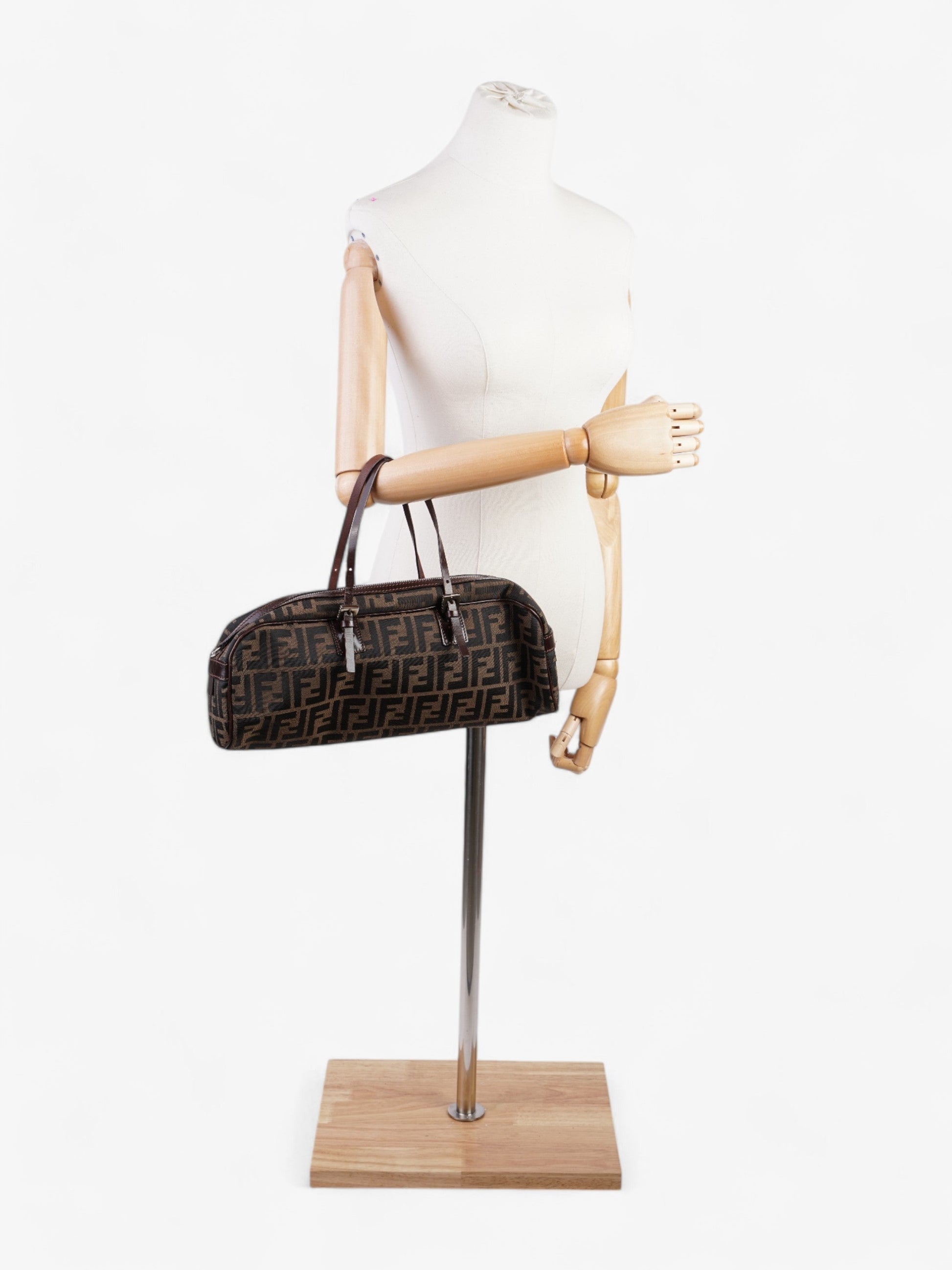 Fendi Zucca Shoulder Bag Tobacco Canvas Brown