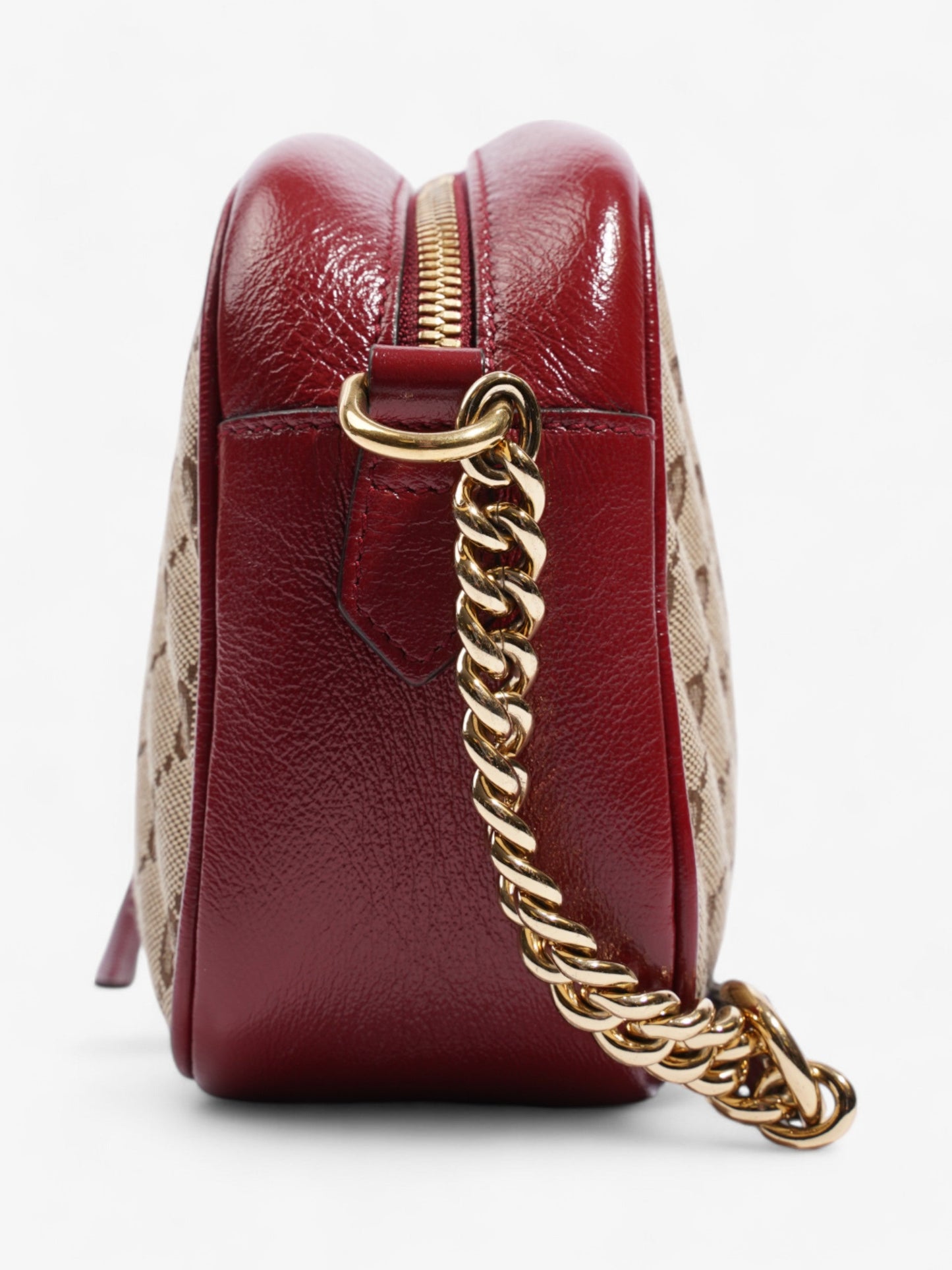 Gucci Marmont Chain Shoulder Small Canvas Beige Crossbody Bag