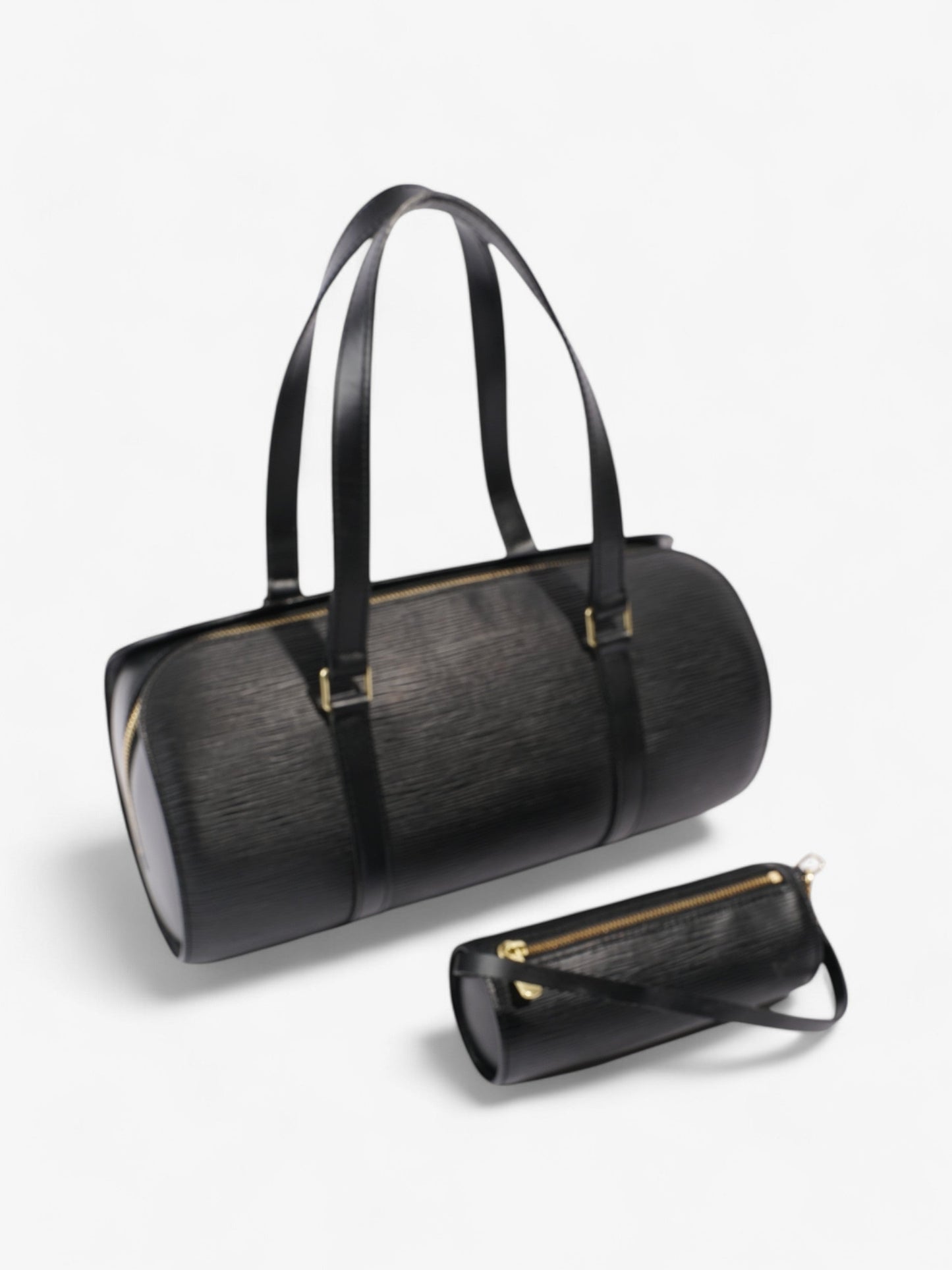Louis Vuitton Soufflot w Calfskin Black Leather Epi Handbag