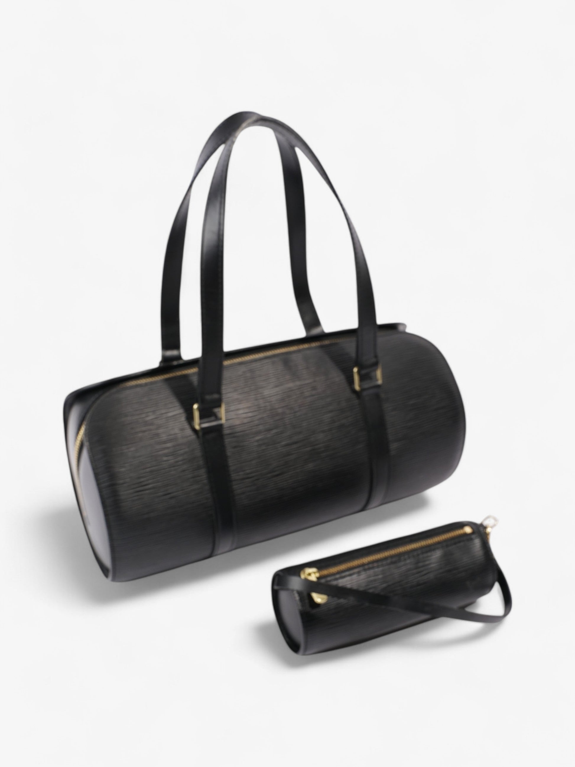 Louis Vuitton Soufflot w Calfskin Black Leather Epi Handbag