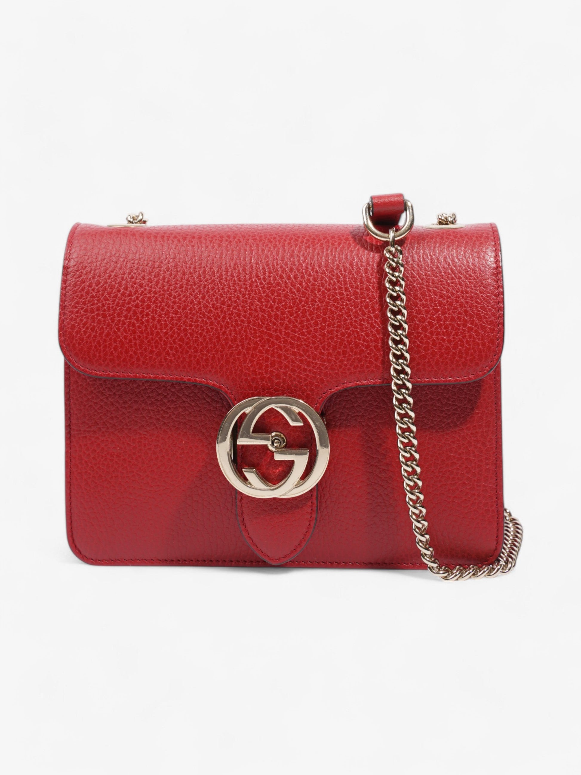 Gucci Interlocking Chain Shoulder Calfskin Leather Red Shoulder Bag