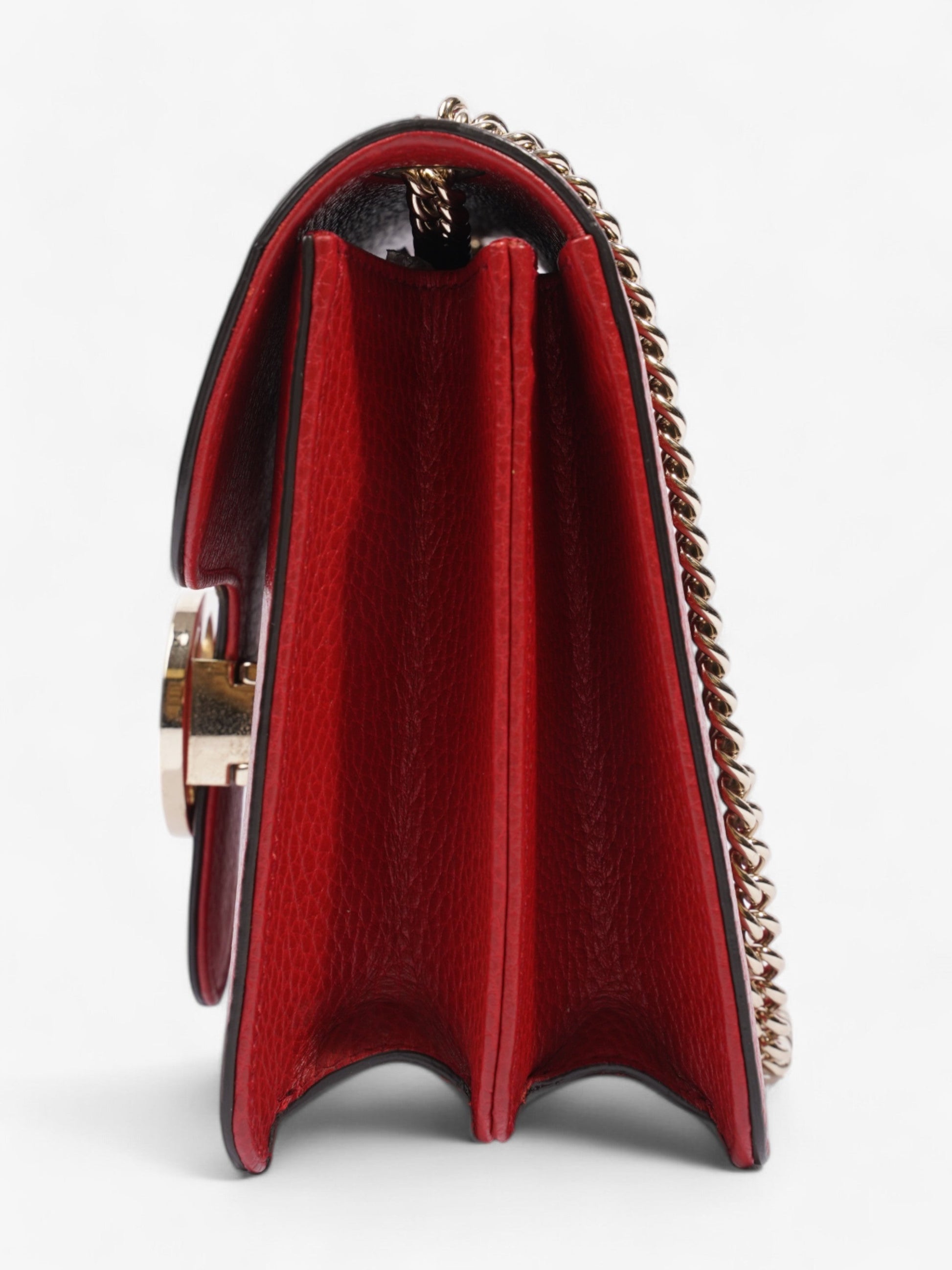 Gucci Interlocking Chain Shoulder Calfskin Leather Red Shoulder Bag