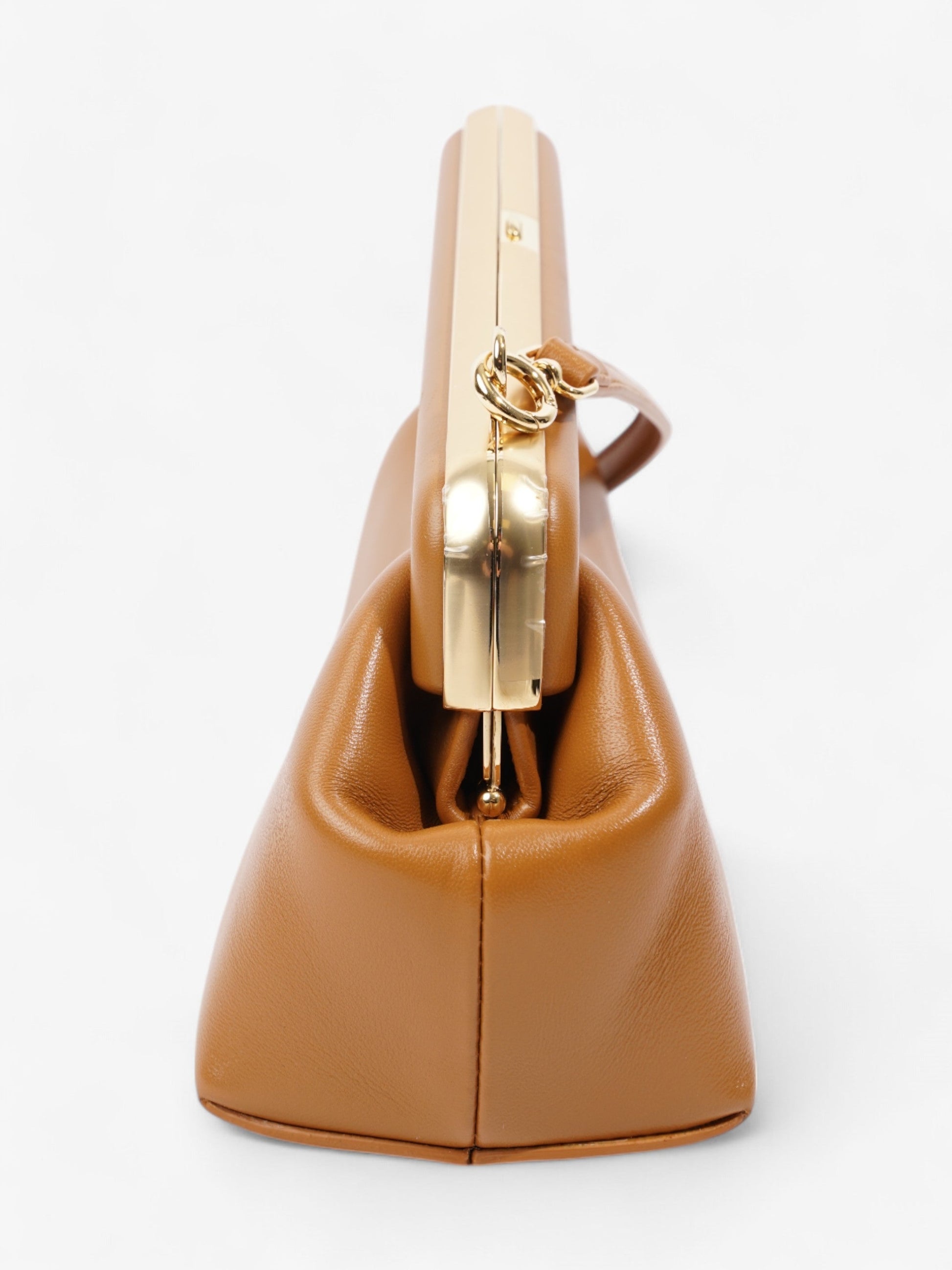 Fendi First Calfskin Shoulder Bag Leather Tan Small