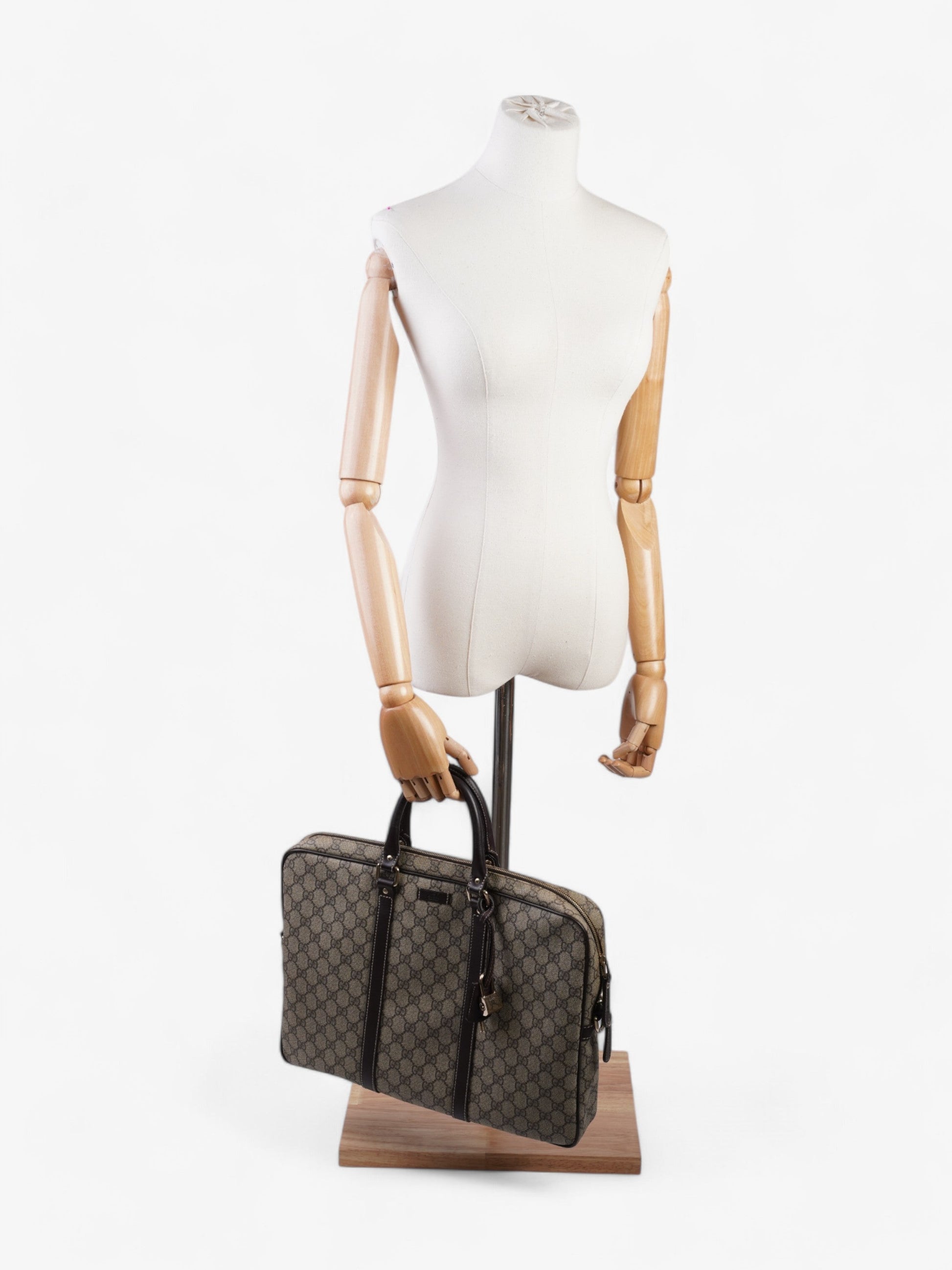 Gucci Business Bag Supreme Coated Canvas Brown Travel Bag