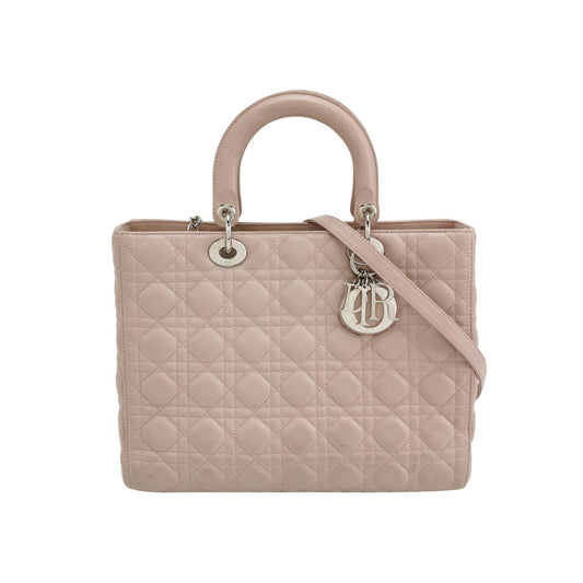 Dior Lady Bag Lambskin Cannage Leather Pink Travel Bag
