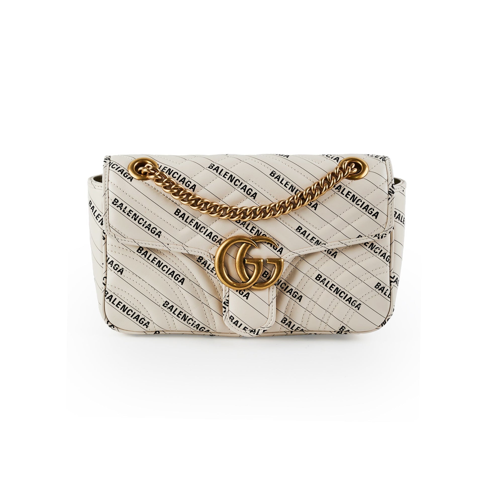 Gucci Balenciaga Collab Marmont Crossbody Bag White Small