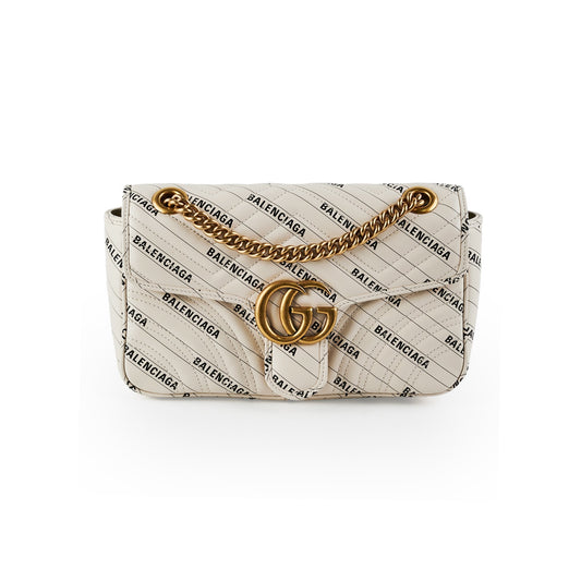 Gucci Balenciaga Collab Marmont Crossbody Bag White Small