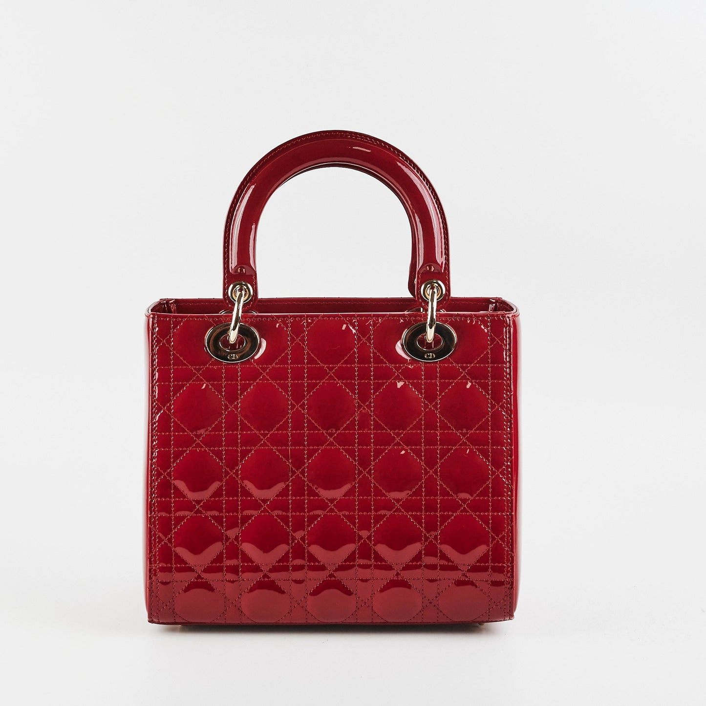 Dior Christian Lady Crossbody Bag Patent Red Medium