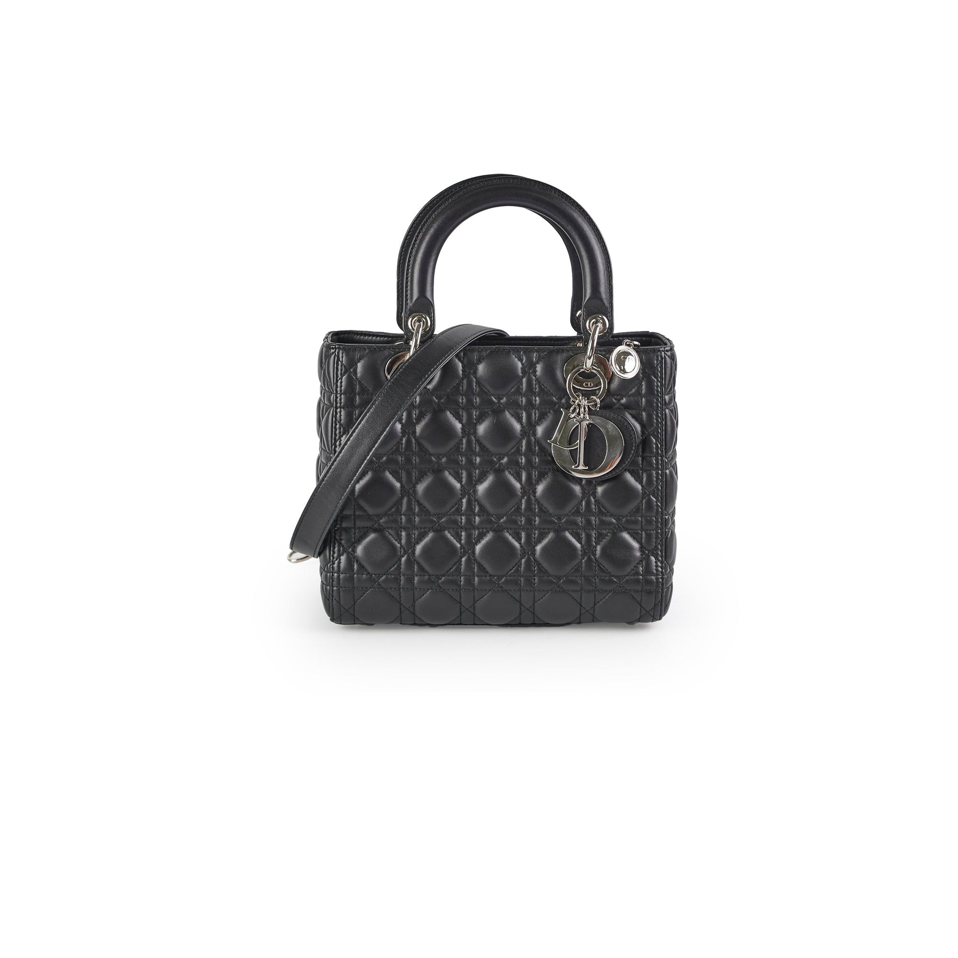 Dior Christian Lady Crossbody Bag Black Medium