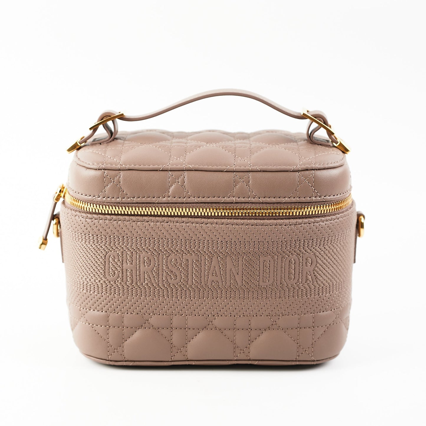 Dior Vanity Case Taupe Handbag Brown Small Travel Bag