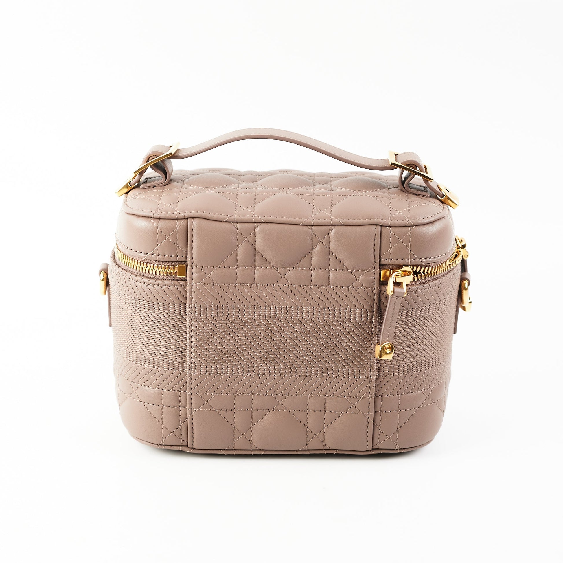 Dior Vanity Case Taupe Handbag Brown Small Travel Bag