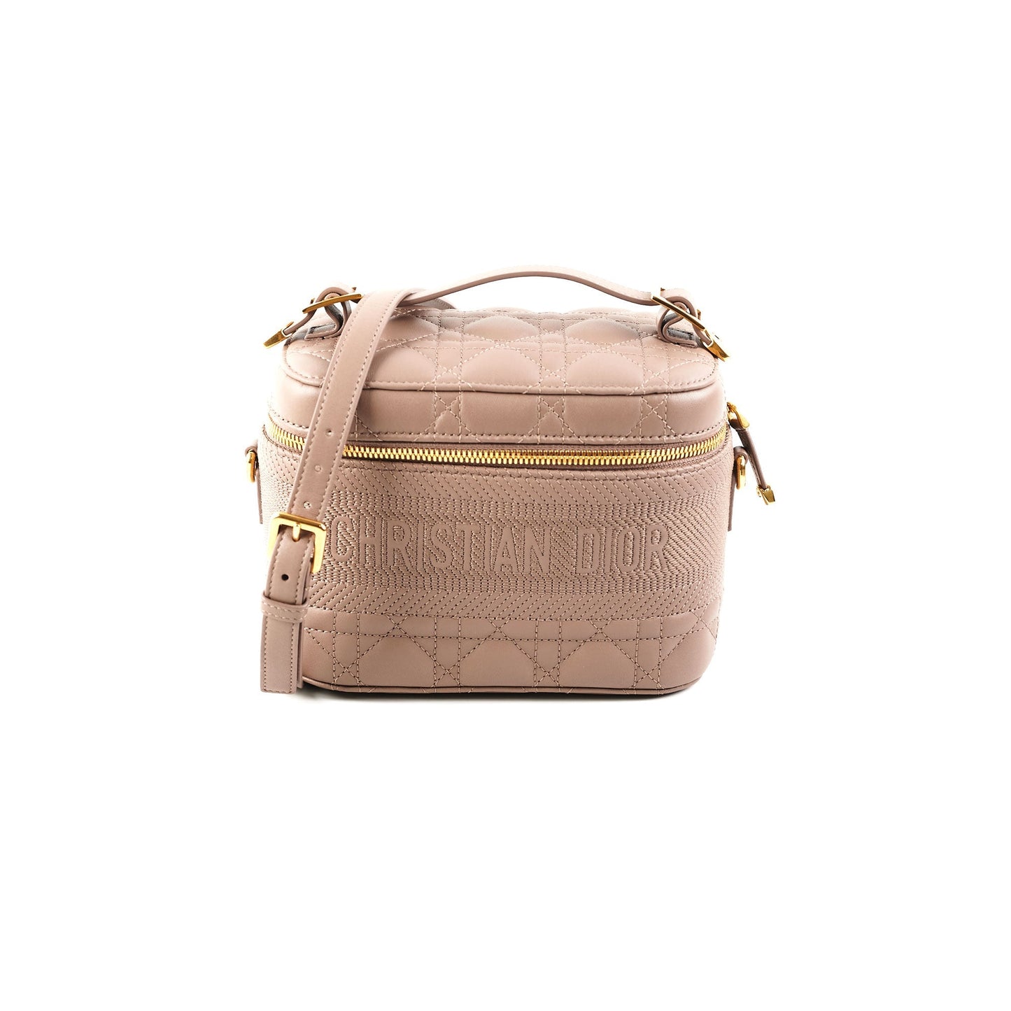 Dior Vanity Case Taupe Handbag Brown Small Travel Bag