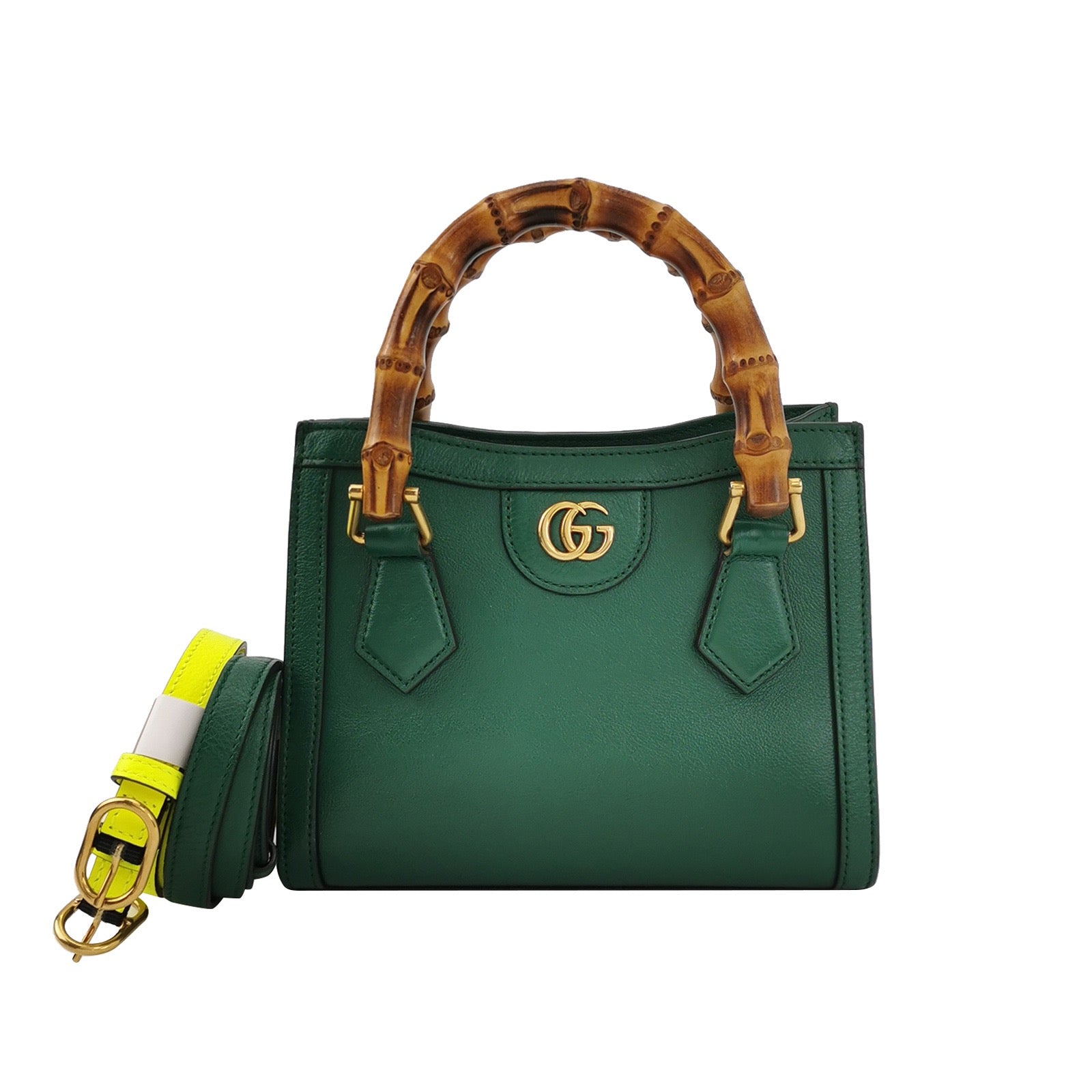 Gucci Diana Bamboo Handle Strap Leather Green Mini Bag