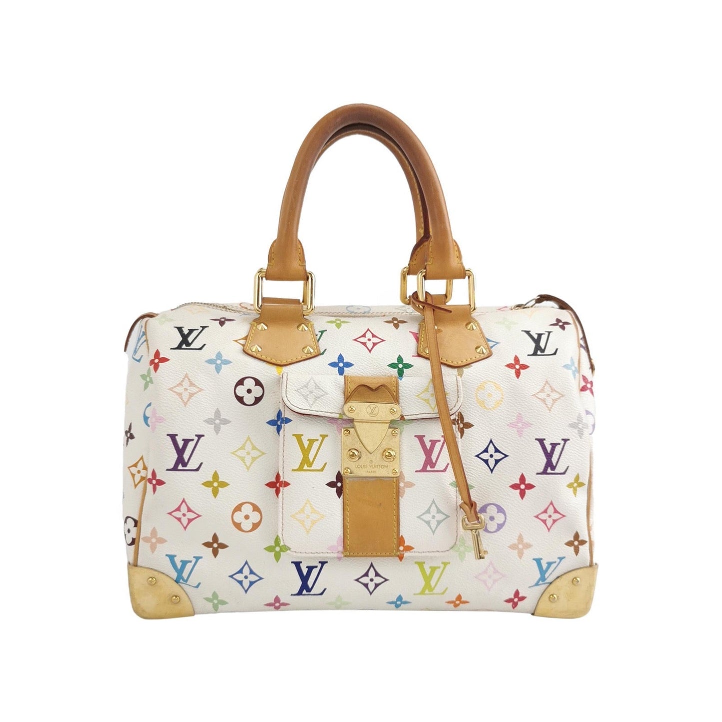 Louis Vuitton x Takashi Murakami Speedy 30 Lock Multicolor White Handbag Multicolor 9