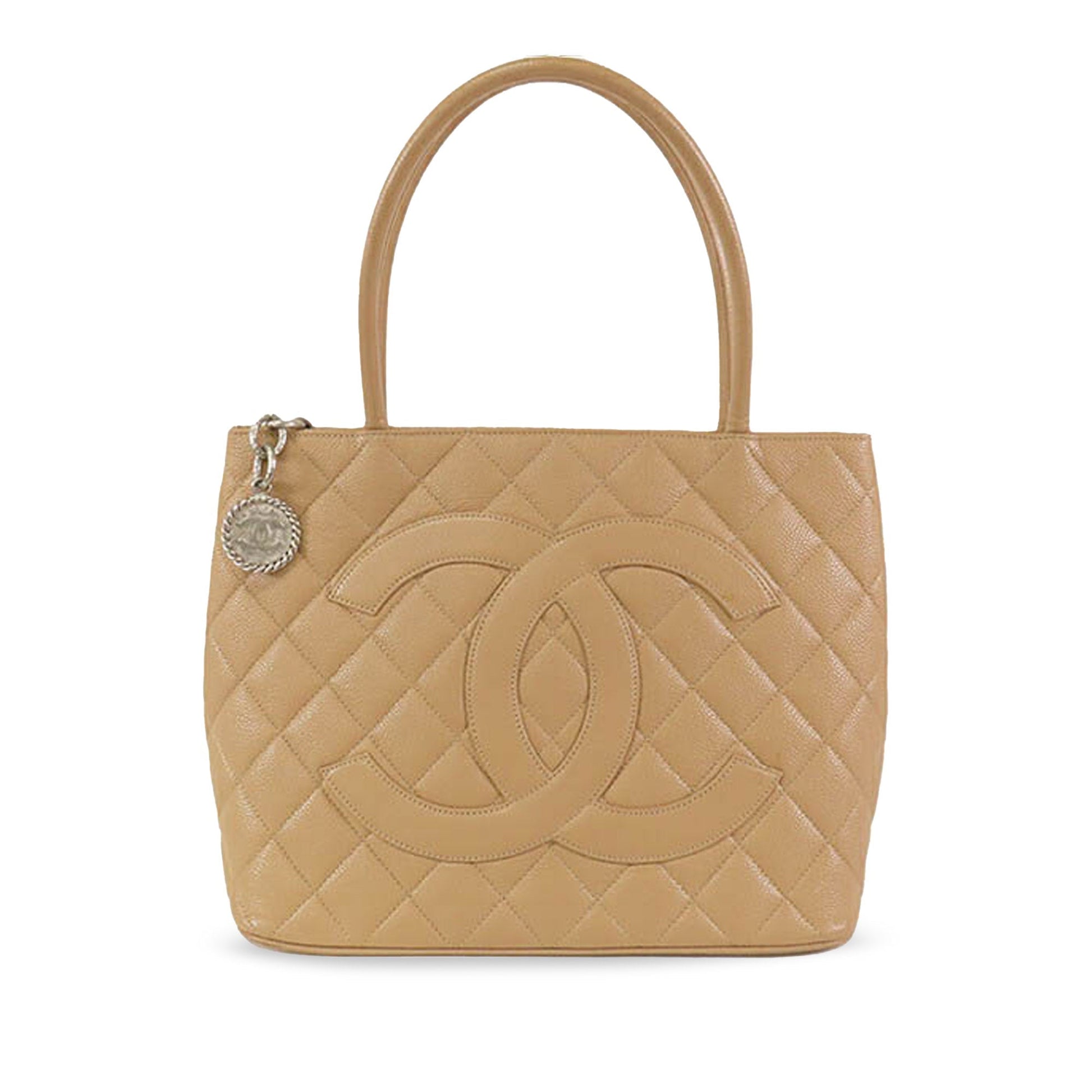 Tan Chanel Caviar Medallion Tote