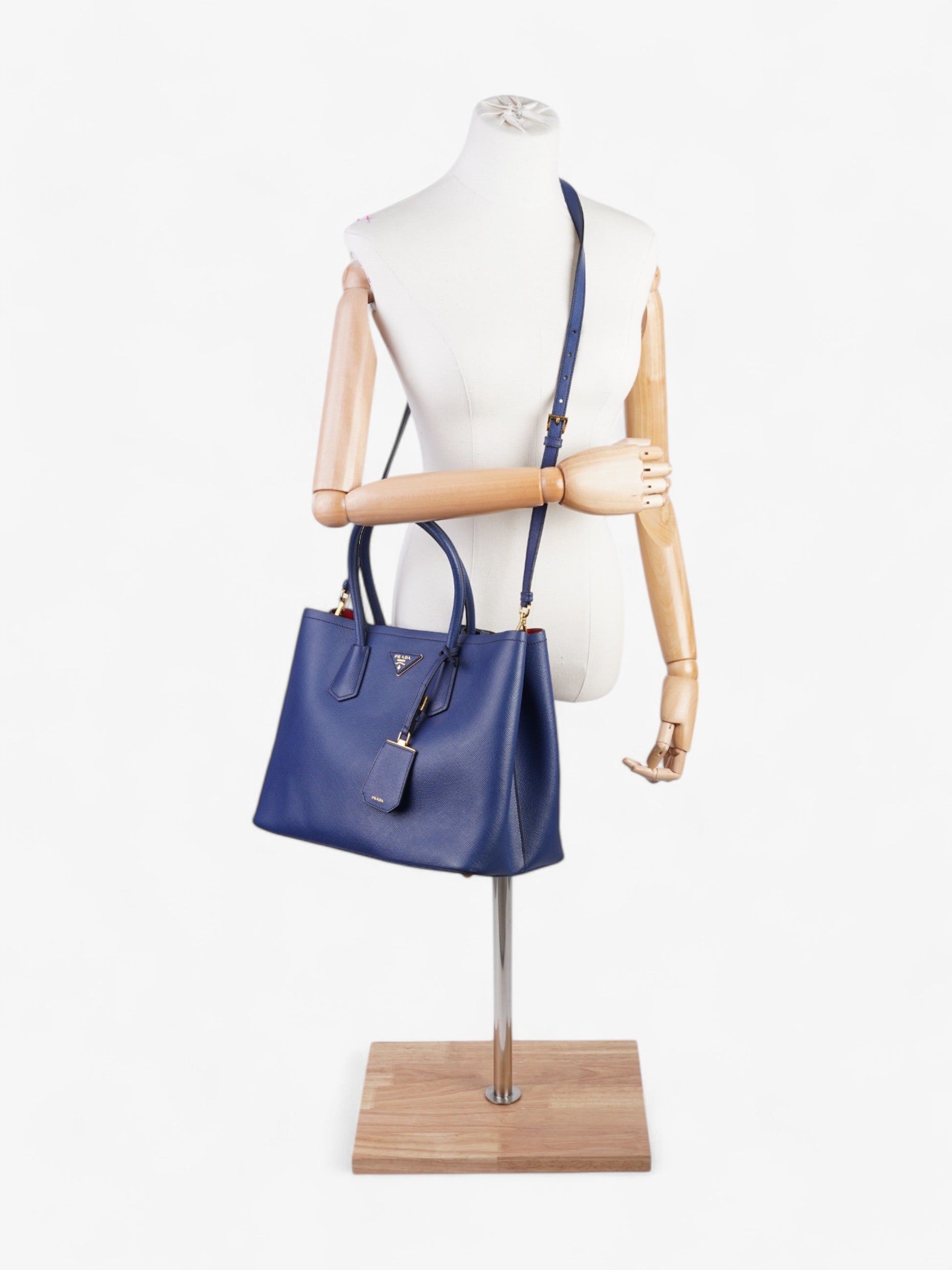 Prada Galleria Tote Leather Saffiano Blue Tote Bag