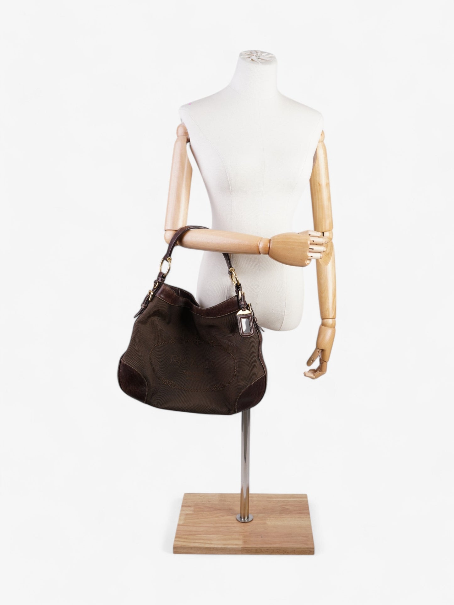 Prada Canapa Tote Canvas Brown Shoulder Bag