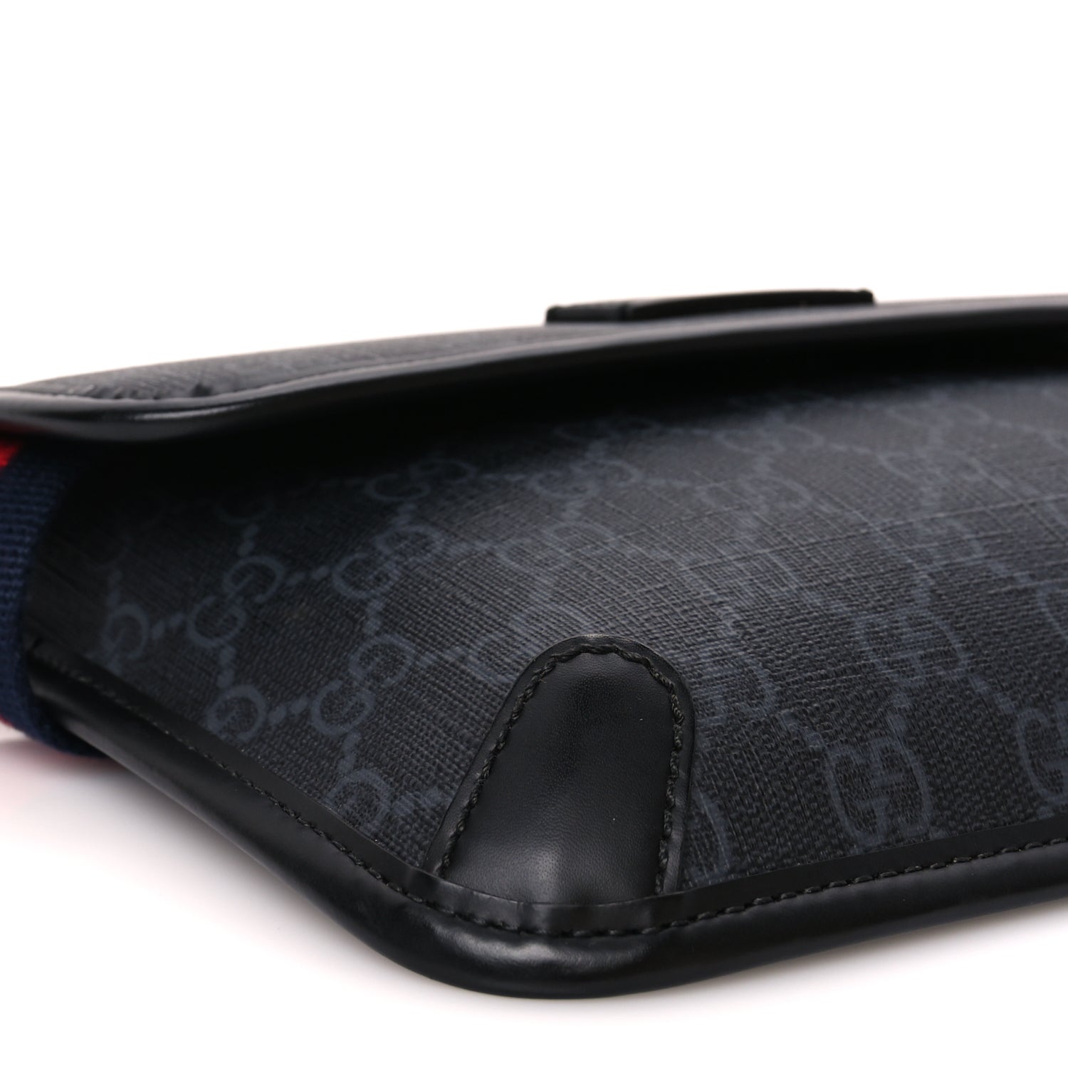 Gucci GG Supreme Monogram Web Slim Belt Bag Black Grey