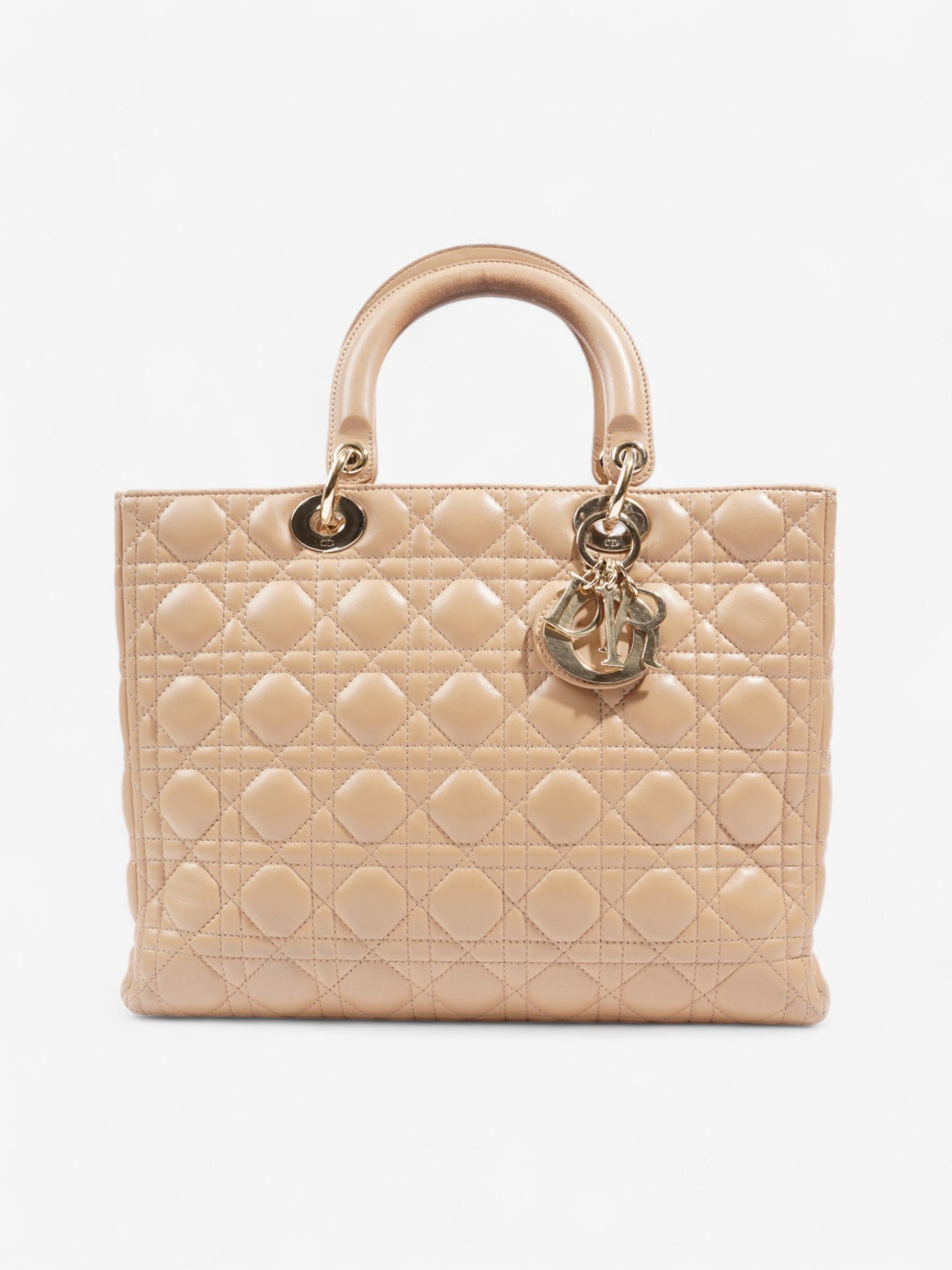 Dior Christian Lady Handbag Leather Lambskin Beige Travel Bag