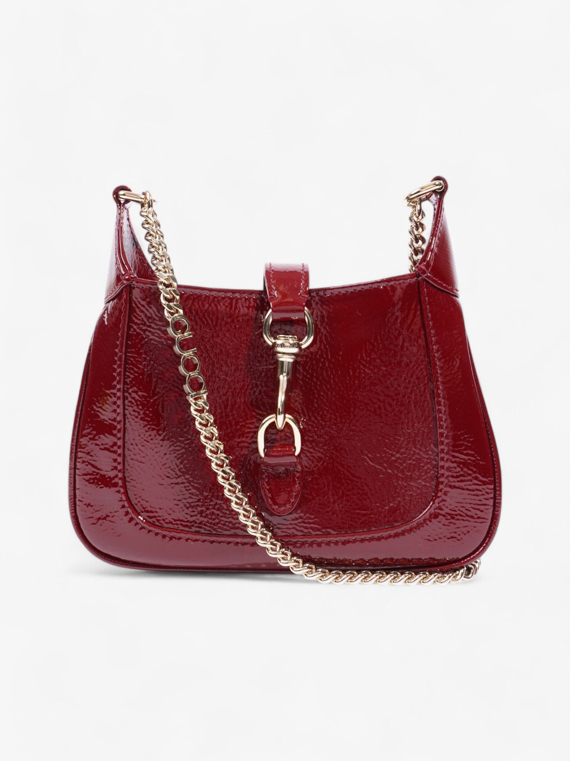 Gucci Jackie Notte Patent Crossbody Bag Leather Red