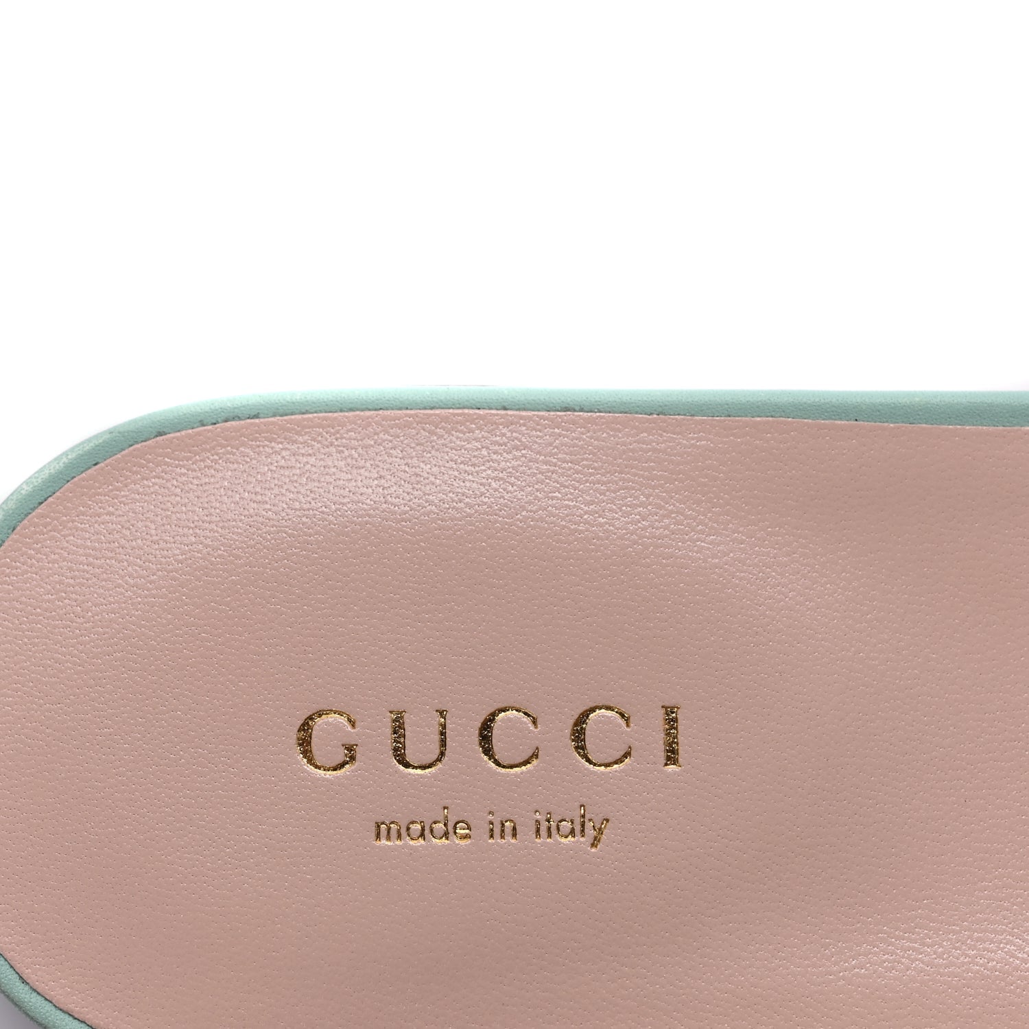 Gucci Cosmos Softy Calfskin Interlocking G Cut Out Slide Sandals 36.5 Light Pastel Green