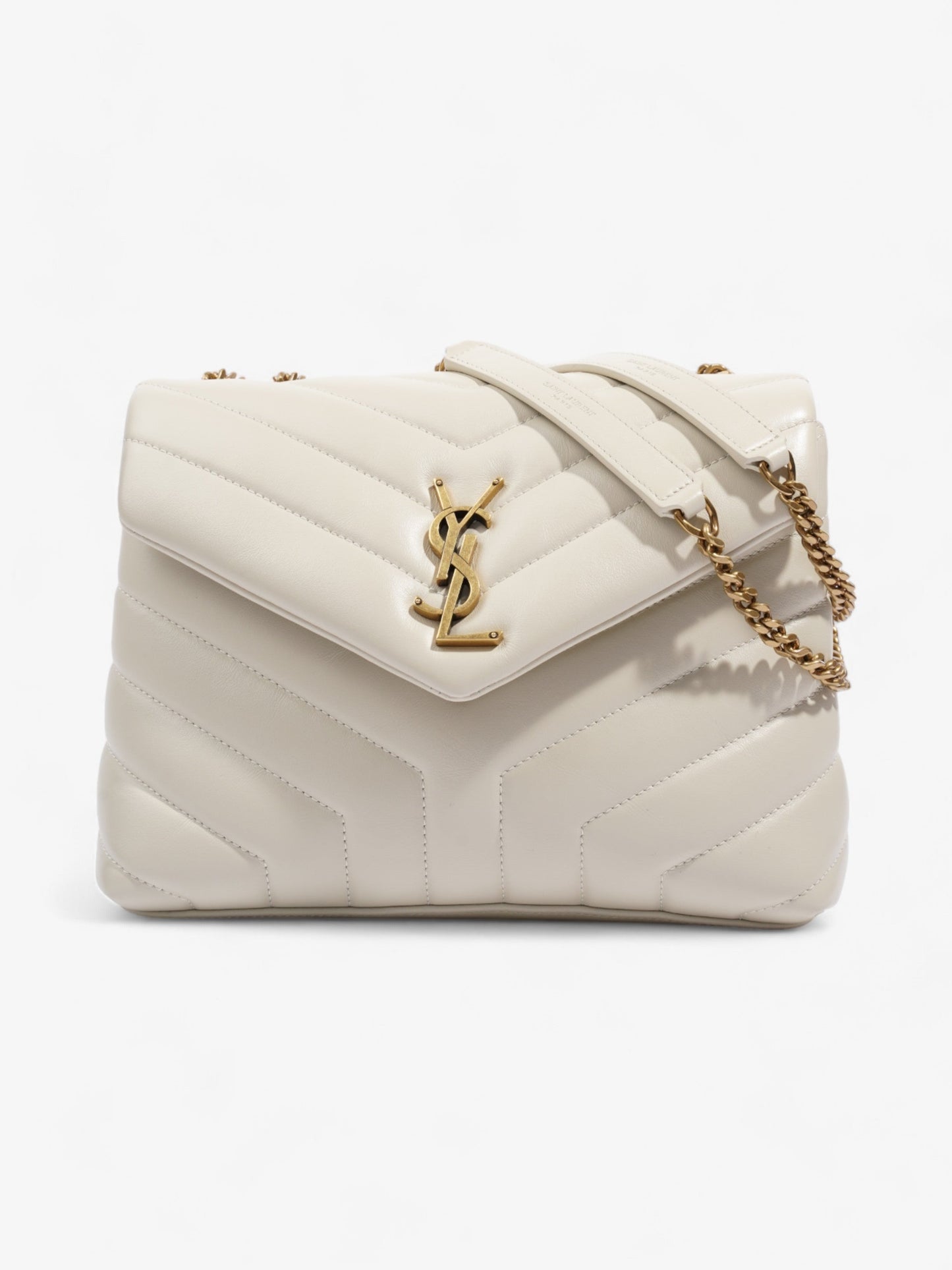 YSL Saint Laurent Loulou Blanc Calfskin Crossbody Bag Leather Small