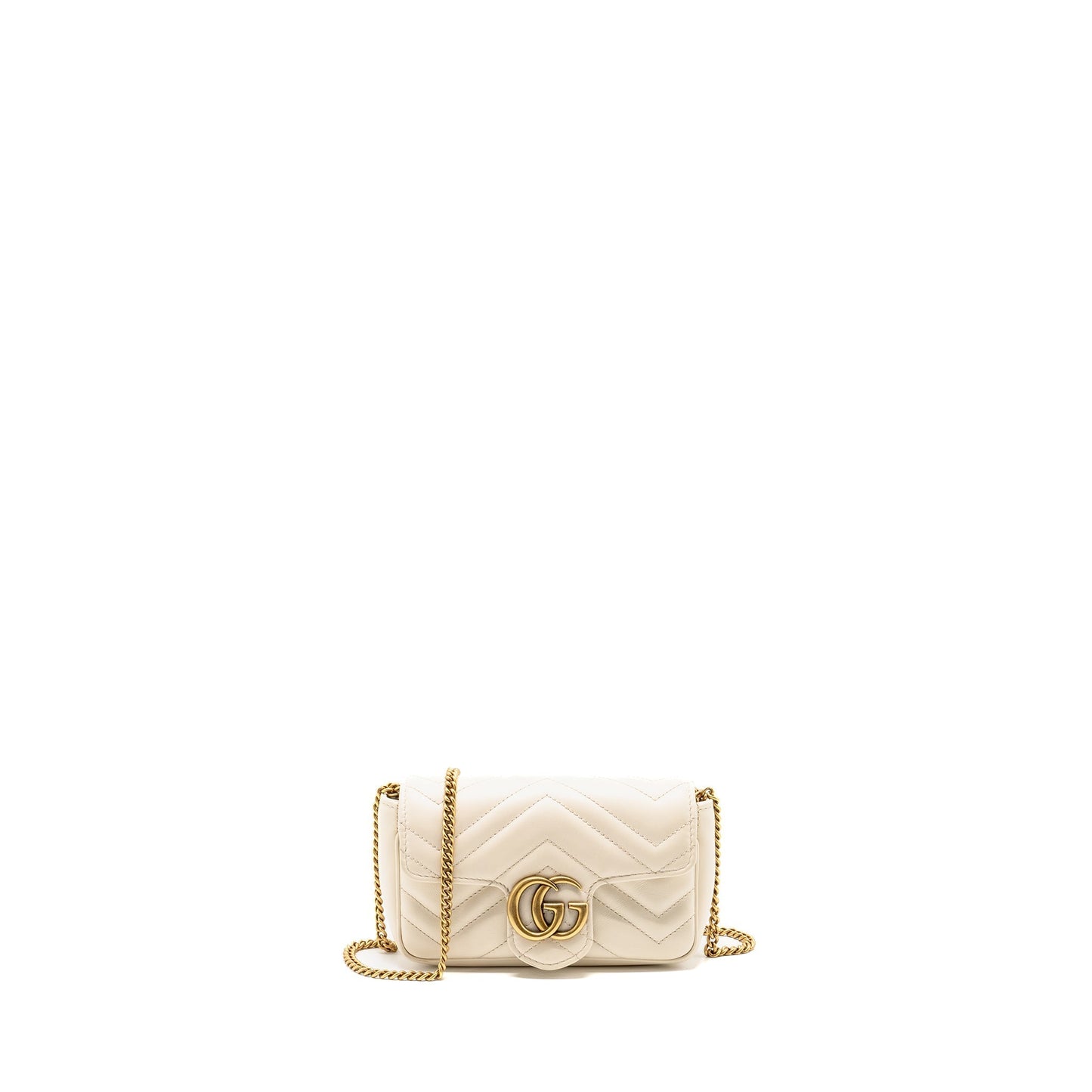 Gucci Marmont Super Calfskin Handbag White Mini Travel Bag Ghw 1