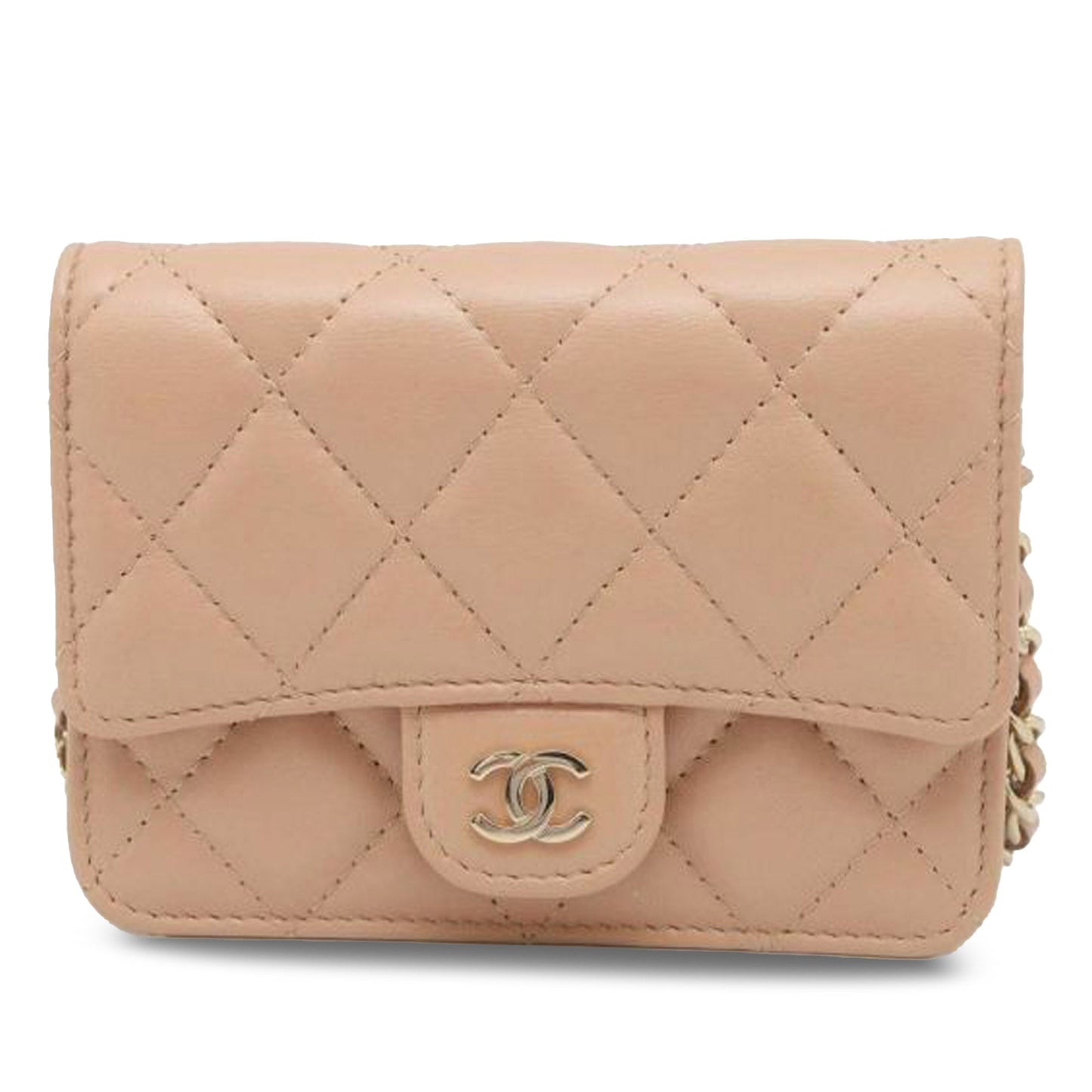 CHANEL Lambskin Mini Clutch with Chain Crossbody Bag