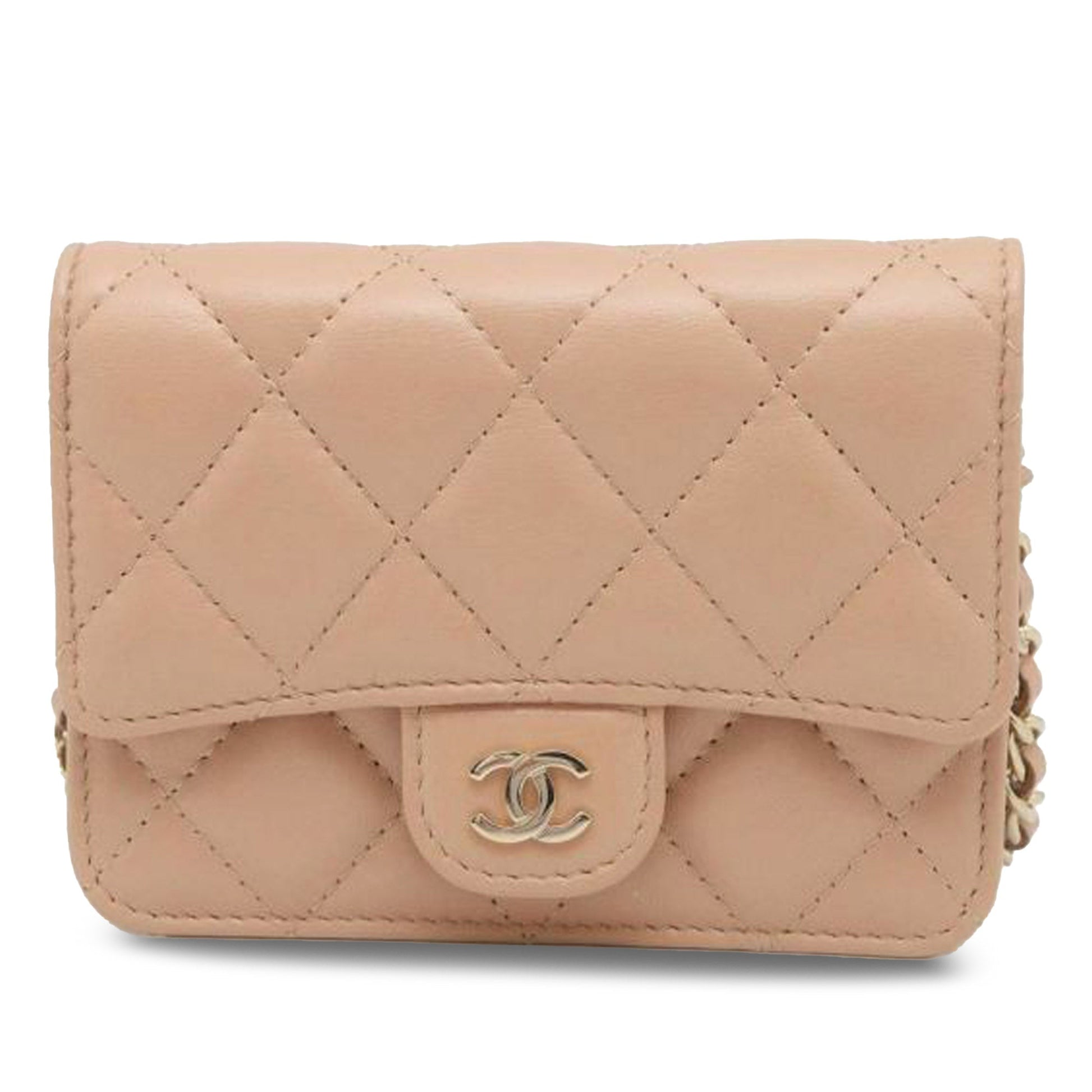 CHANEL Lambskin Mini Clutch with Chain Crossbody Bag