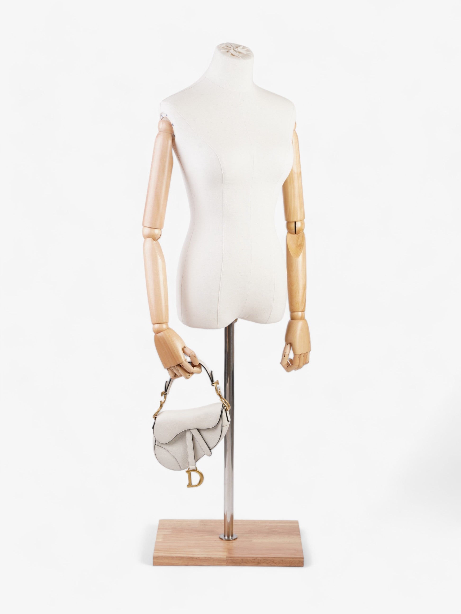 Dior Christian Saddle Bag Calfskin Leather White Mini Travel Bag