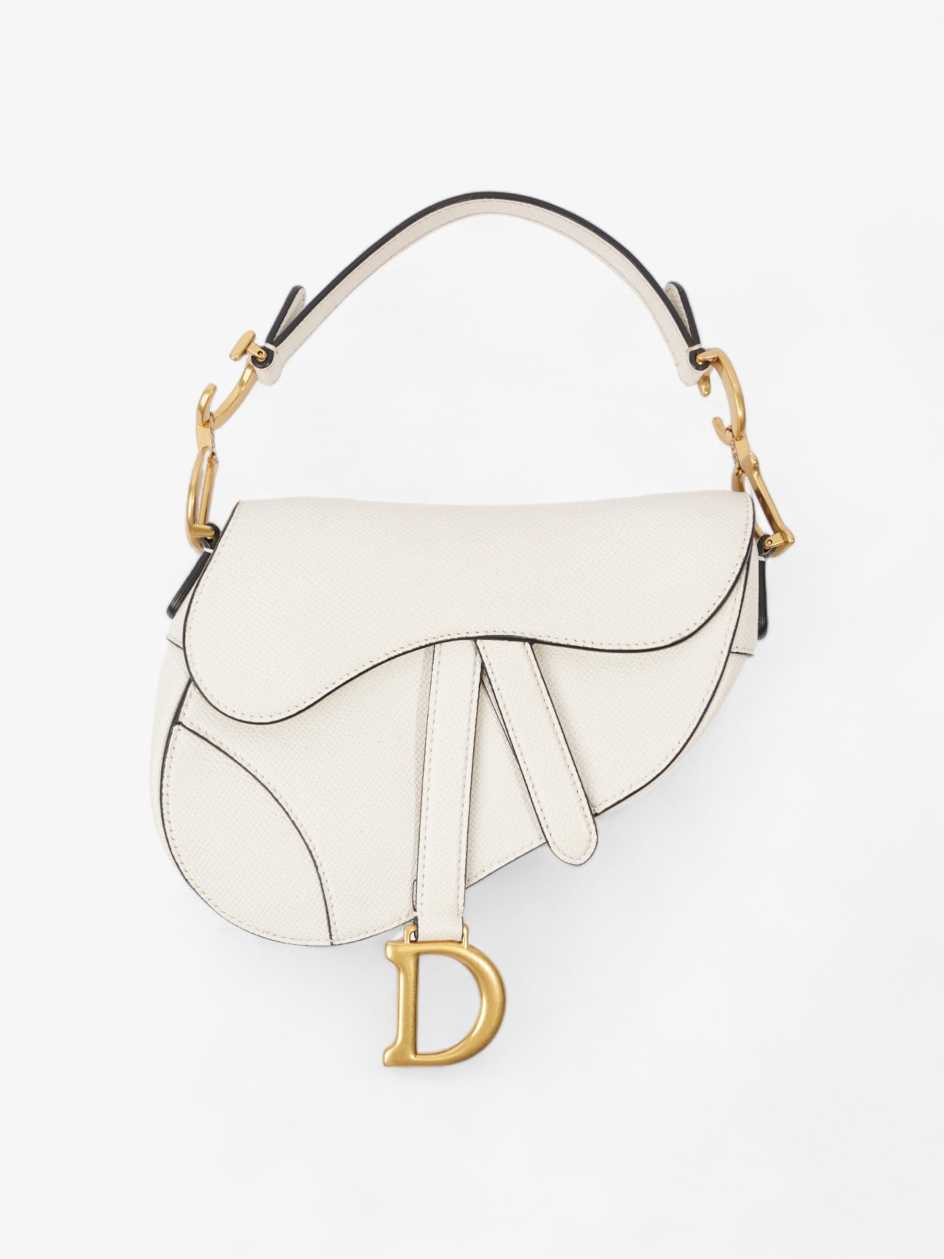 Dior Christian Saddle Bag Calfskin Leather White Mini Travel Bag